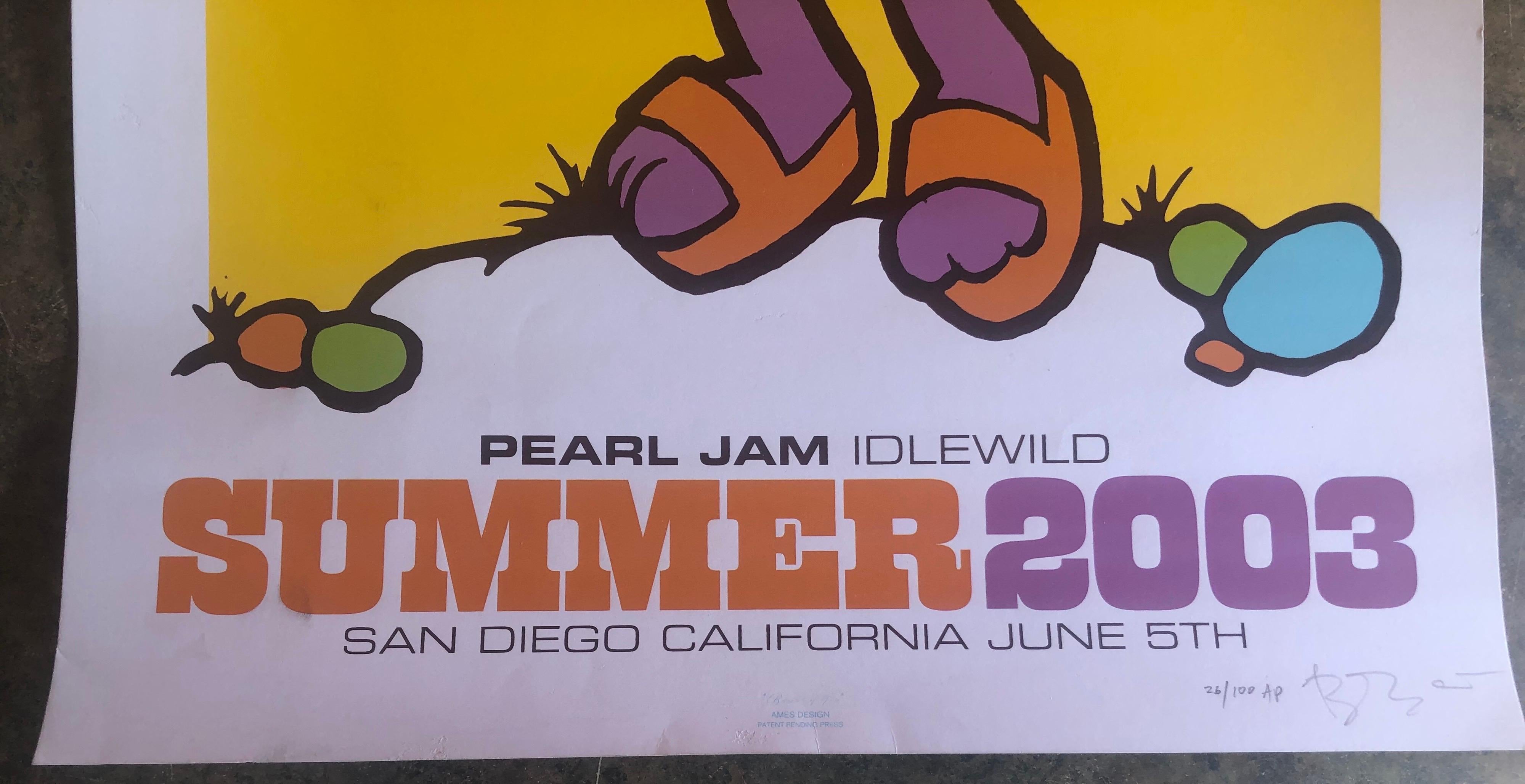 2003 Pearl Jam Concert Poster - Live San Diego, CA Signed by Artist For Sale 1