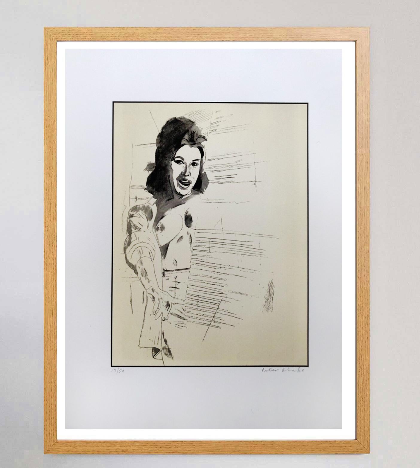 English 2003 Peter Blake - Sketched Woman - Motif 10 Original Signed Art Print For Sale