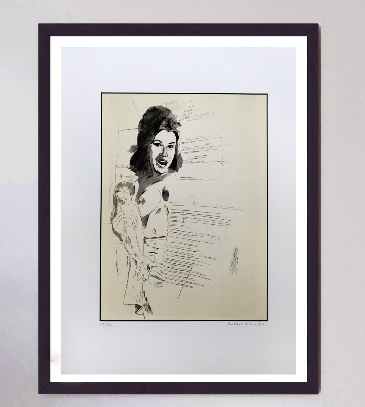 Contemporary 2003 Peter Blake - Sketched Woman - Motif 10 Original Signed Art Print For Sale