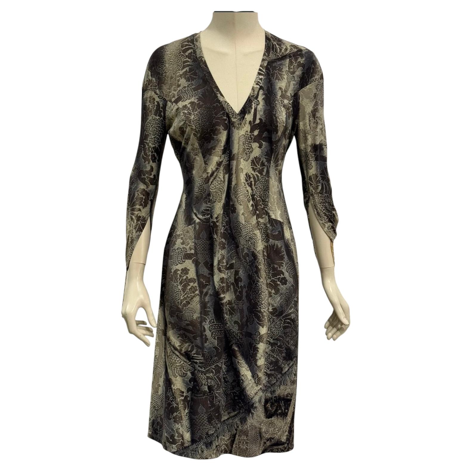 2003 Roberto Cavalli abstract print midi dress