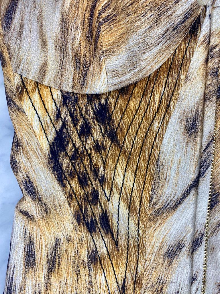 Beige 2003 Roberto Cavalli Animal Print Embroidered Silk Lace Up Bustier Corset Top For Sale
