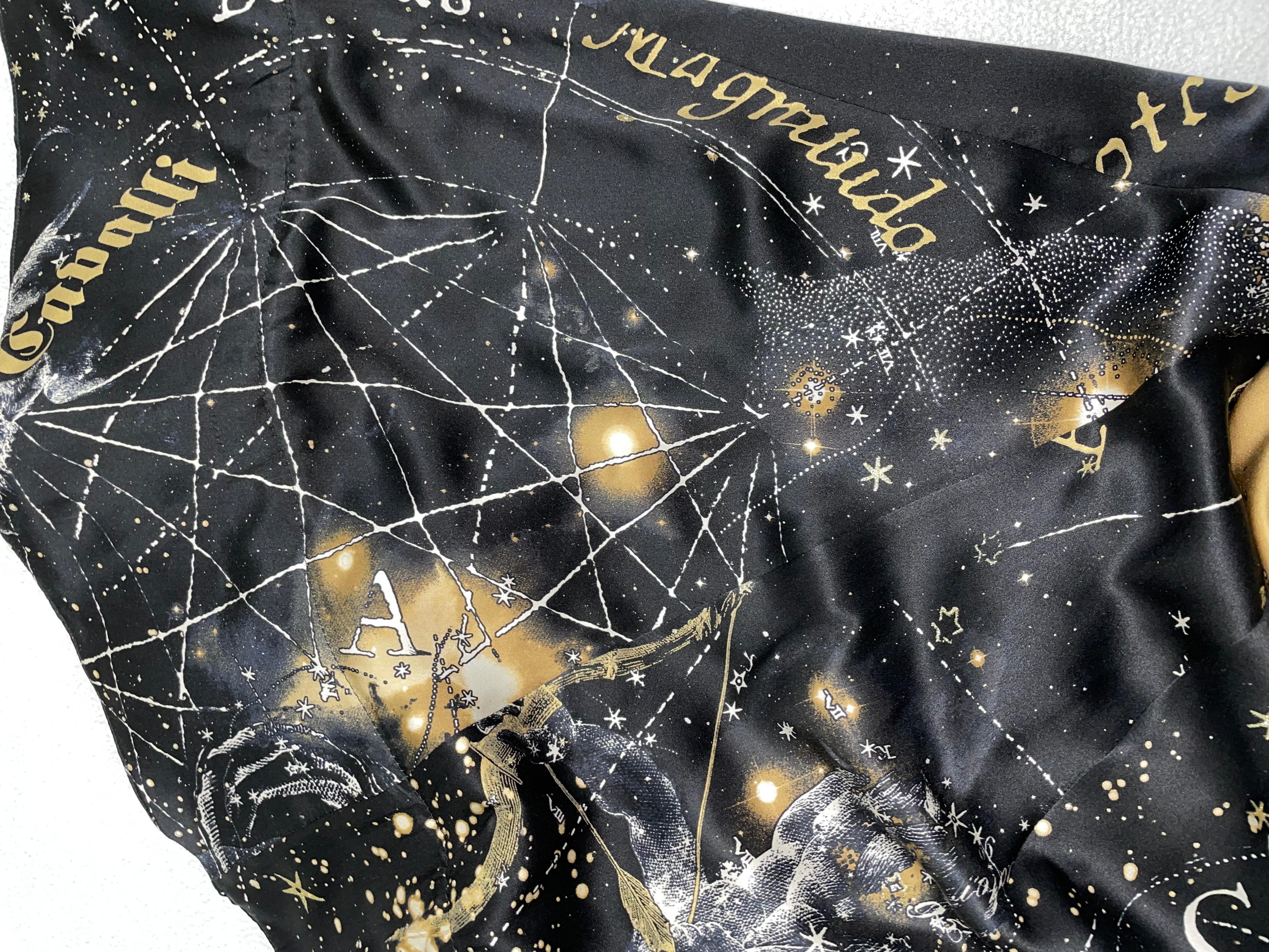 2003 Roberto Cavalli Black Silk Constellation Zodiac Gold Chain Mermaid Gown Dre 3