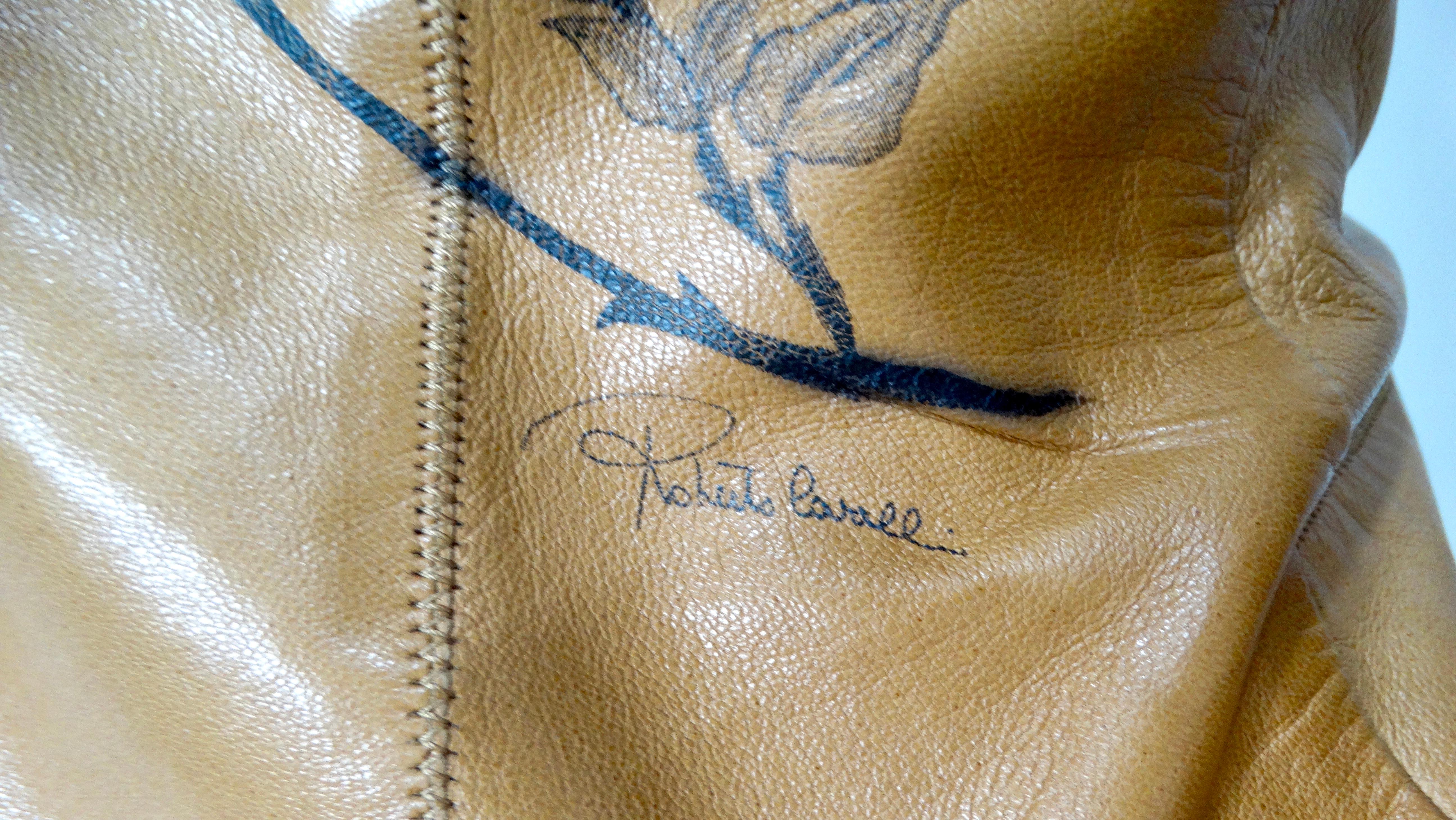 2003 Roberto Cavalli Brown Leather Jacket With Hand-Painted Butterfly Motif For Sale 6