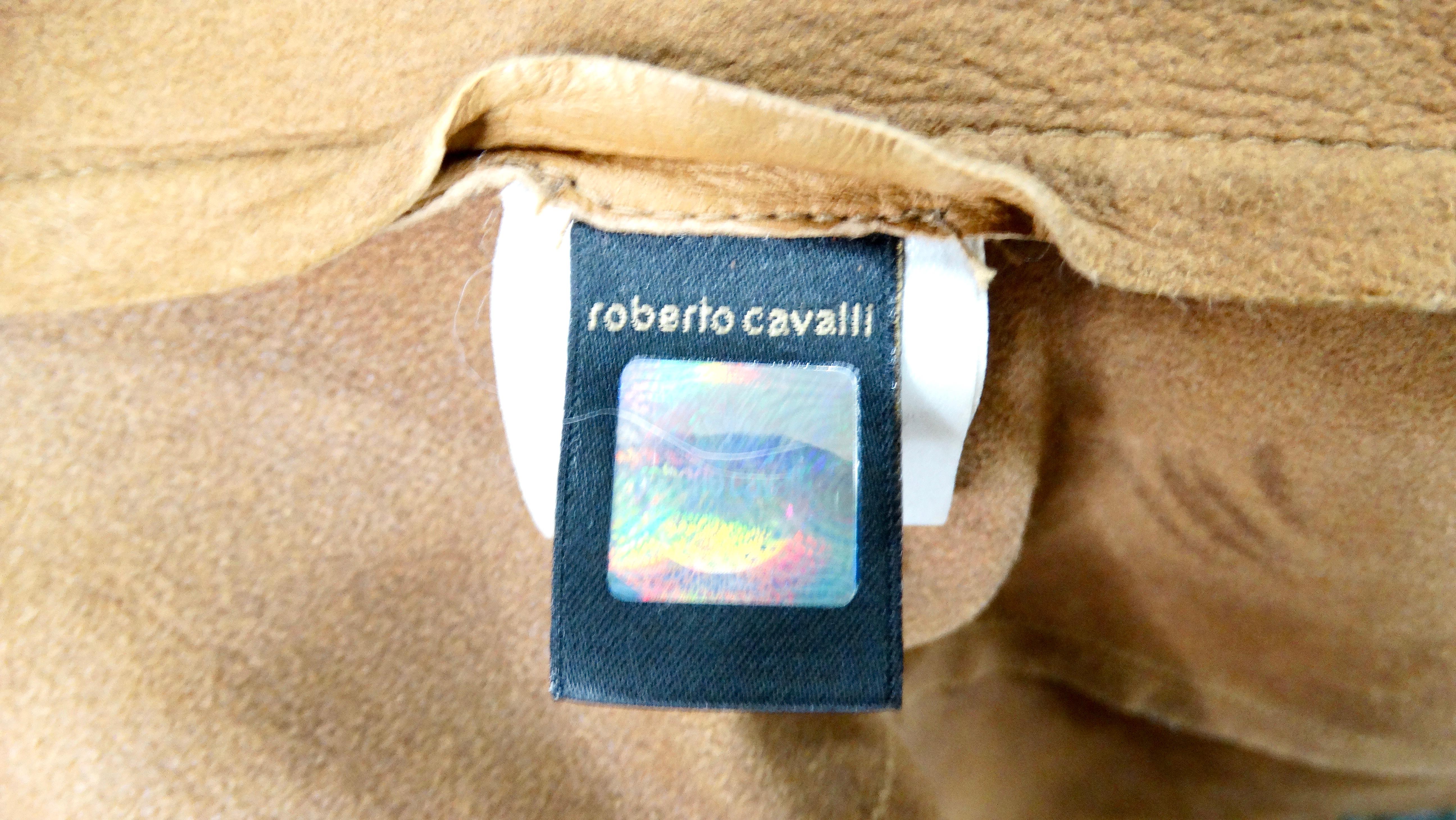 2003 Roberto Cavalli Brown Leather Jacket With Hand-Painted Butterfly Motif For Sale 9