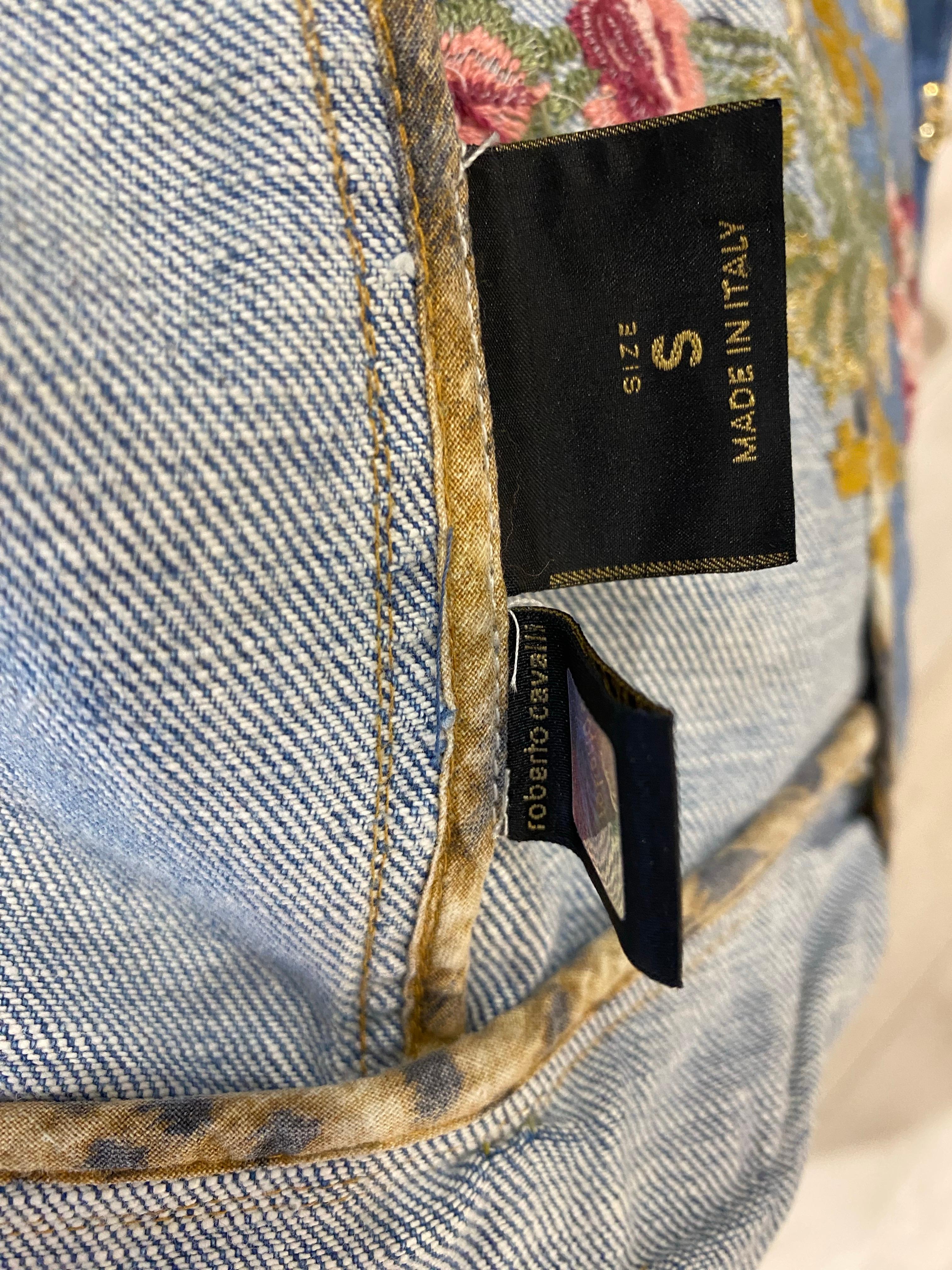 2003 Roberto Cavalli Embroidered Denim Jacket For Sale 2