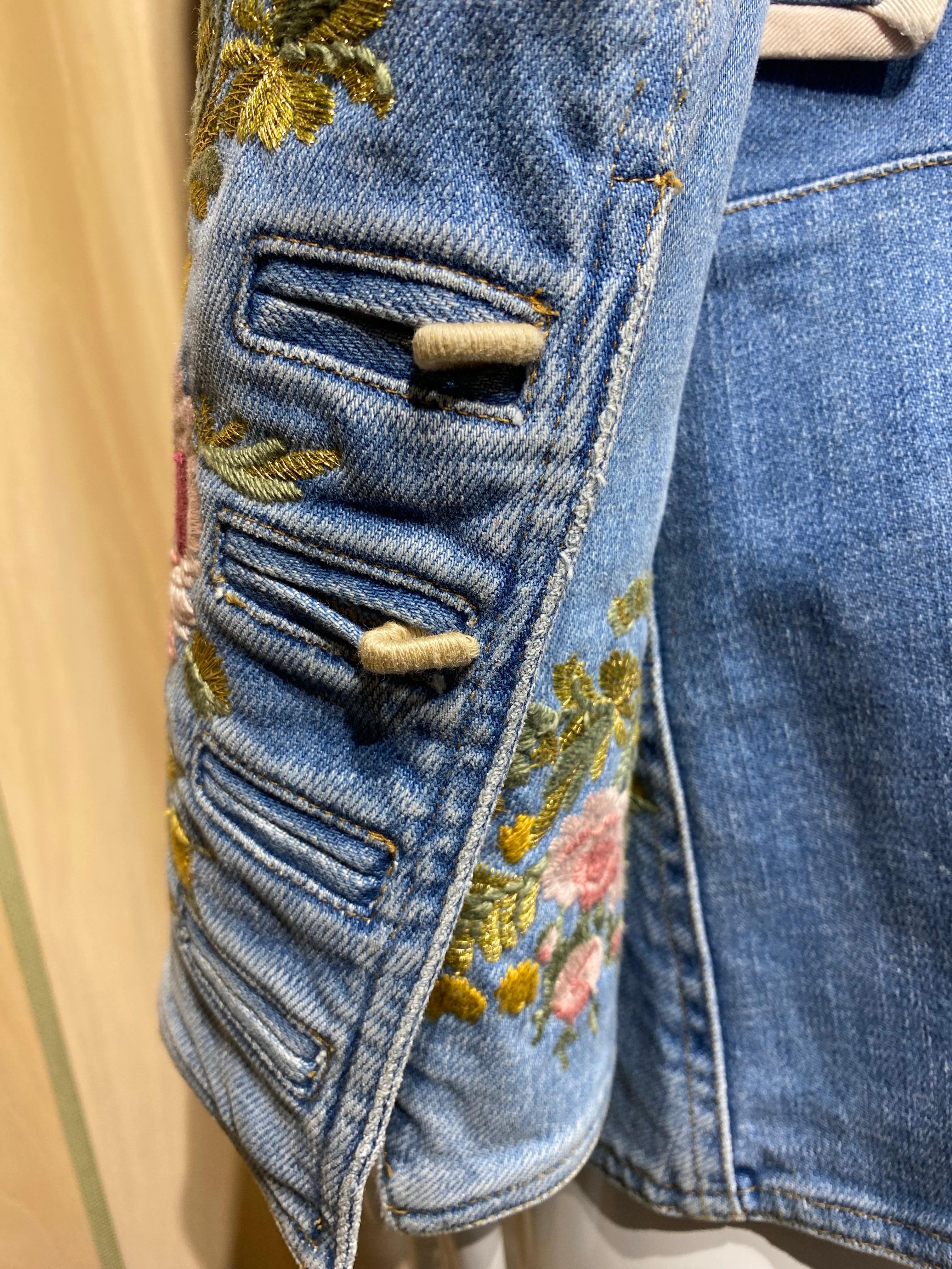 2003 Roberto Cavalli Embroidered Denim Jacket For Sale 3