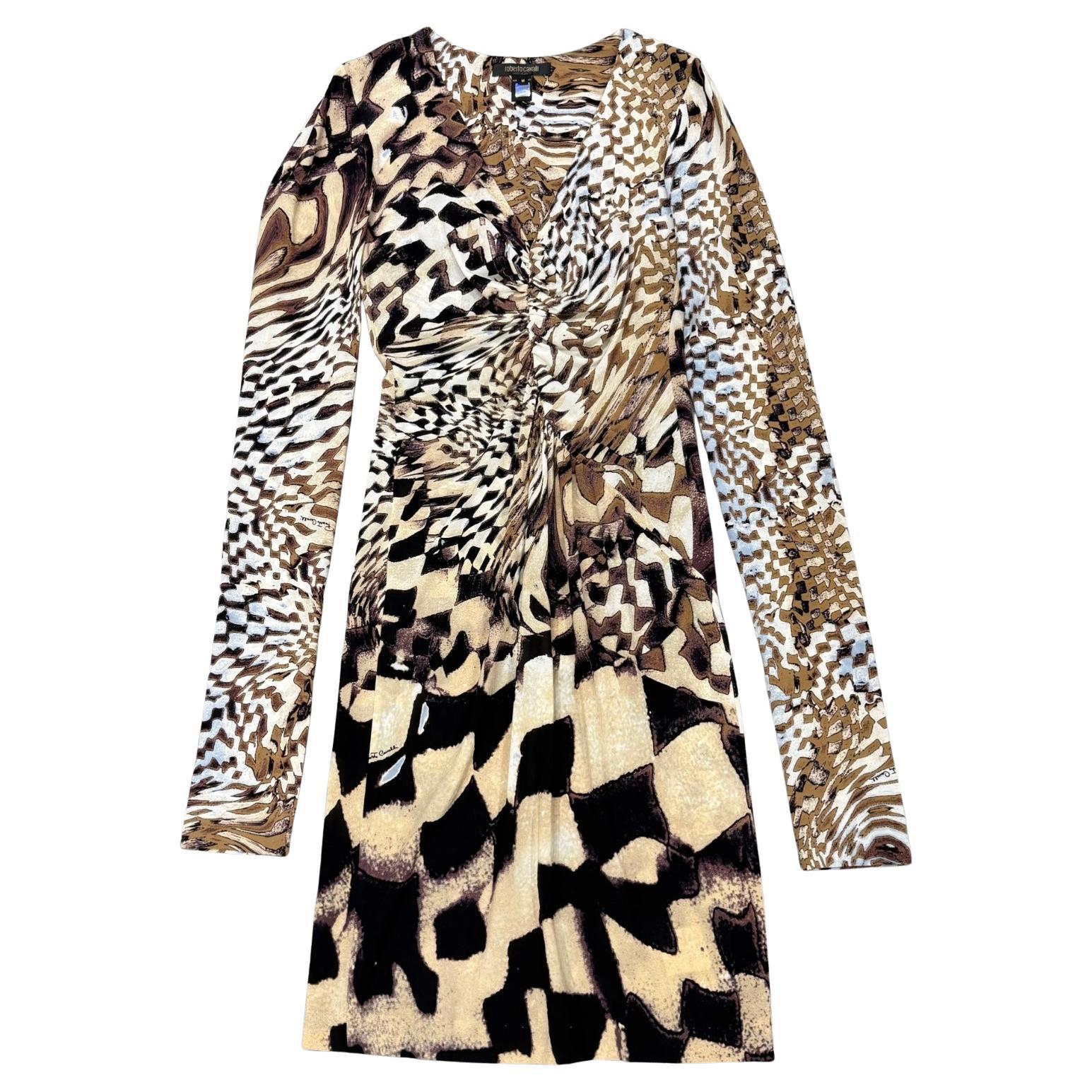 2003 Roberto Cavalli geometric psychedelic dress