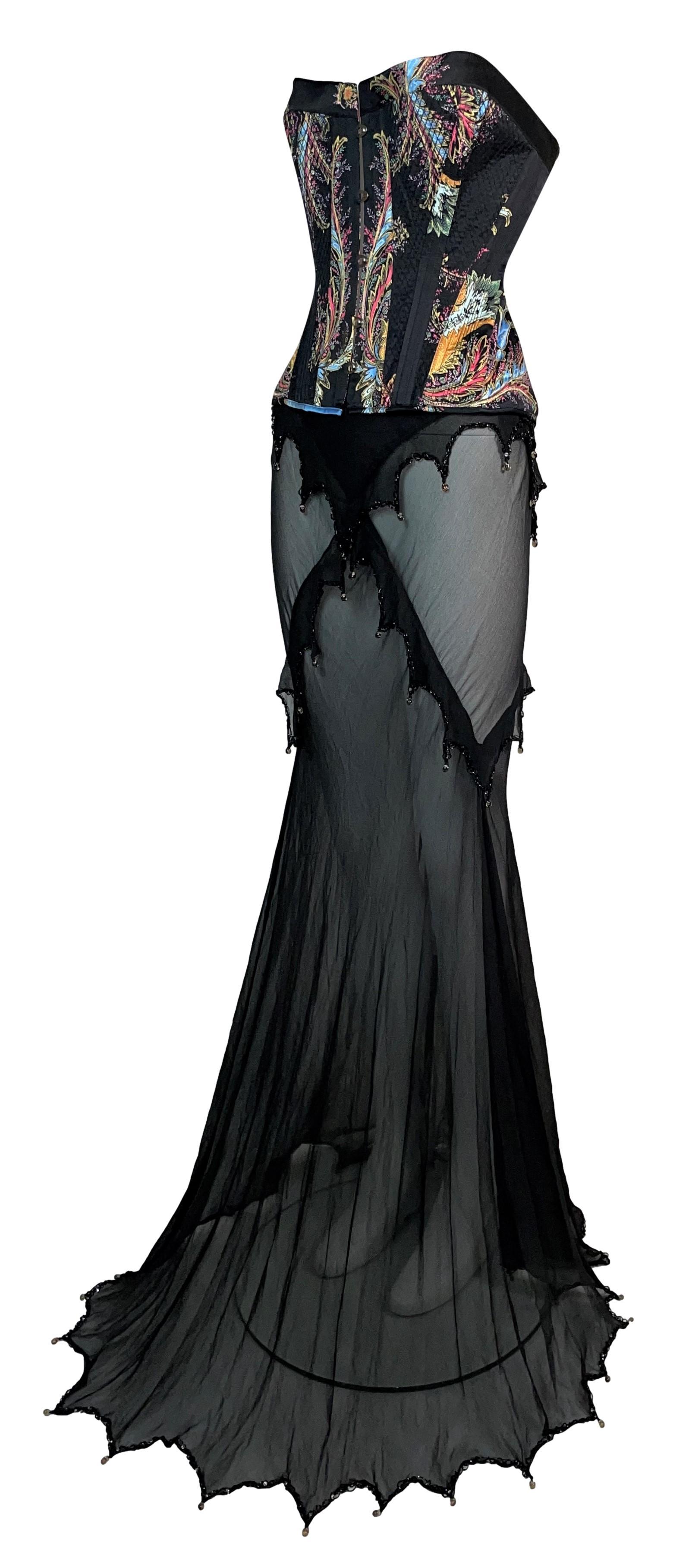 DESIGNER: 2003 Roberto Cavalli

Please contact us for more images and/or information.

CONDITION: Good- no flaws

FABRIC: No fabric tag but feels like silk- skirt is silk

COUNTRY: Italy

SIZE: Skirt is a size Small- bustier has no size tag but does