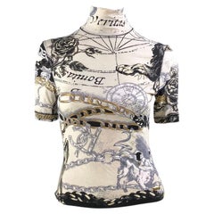 2003 Roberto Cavalli Horoscope Astrological Turtleneck T-Shirt 