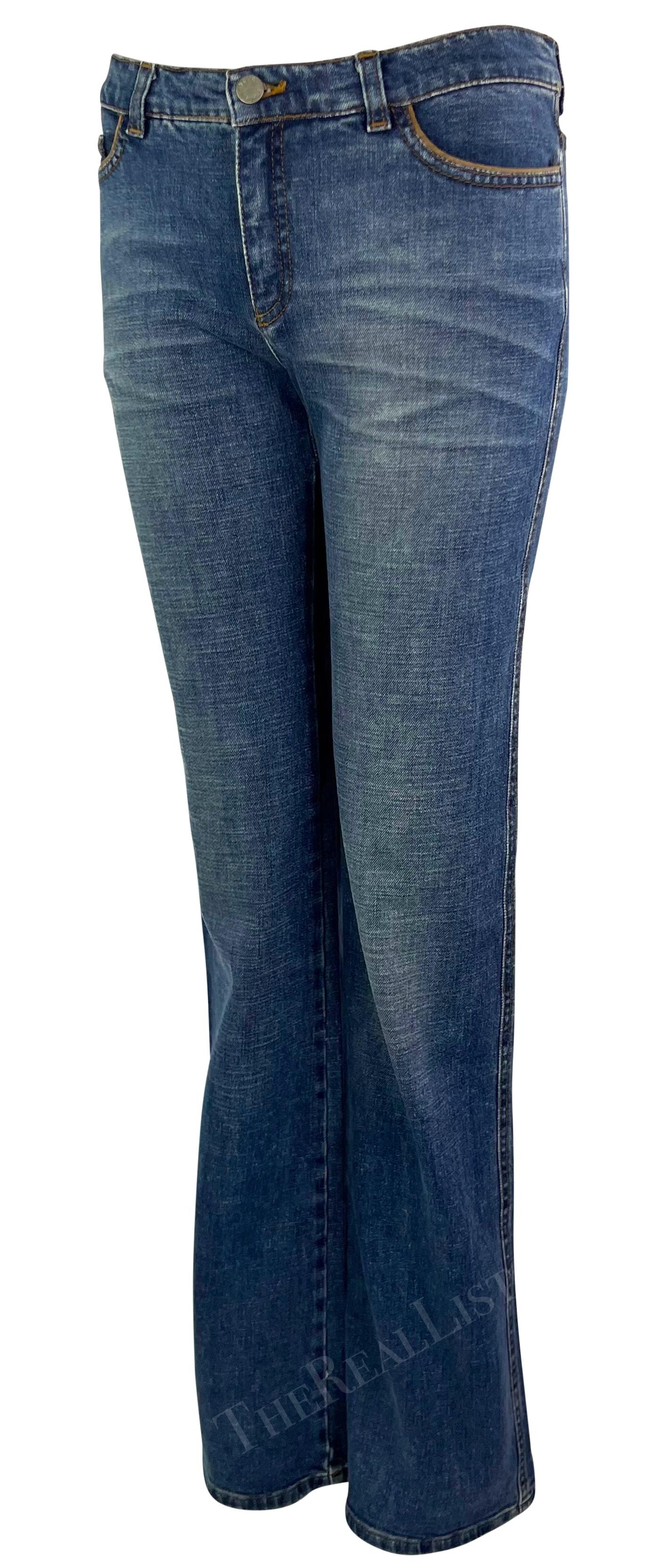 2003 Roberto Cavalli Hell gewaschene Jeans mit Lederaktem Akzent im Western-Stil im Angebot 2
