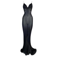 2003 Roberto Cavalli Sheer Black Silk Mermaid Gown Dress