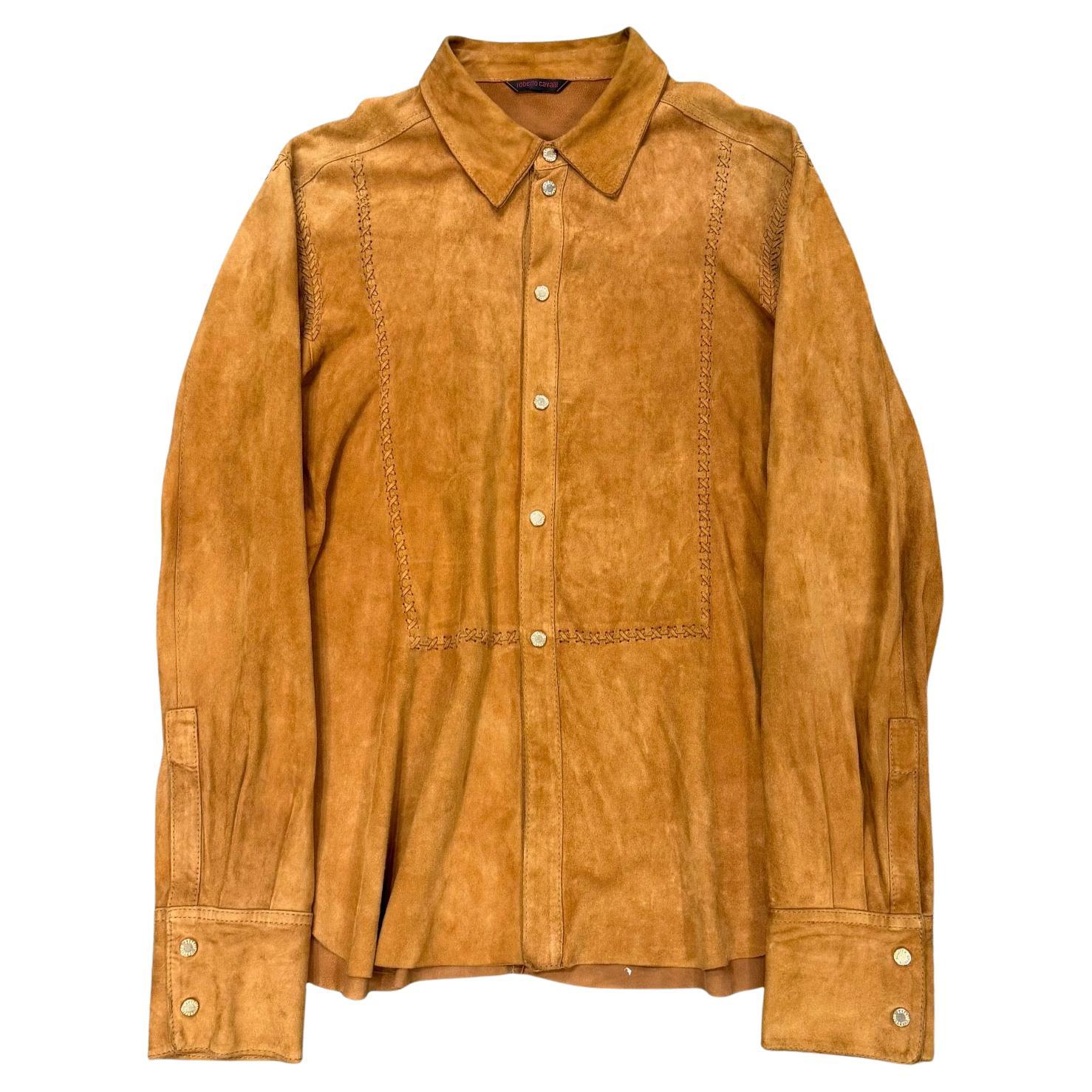 2003 Roberto Cavalli western suede leather shirt en vente