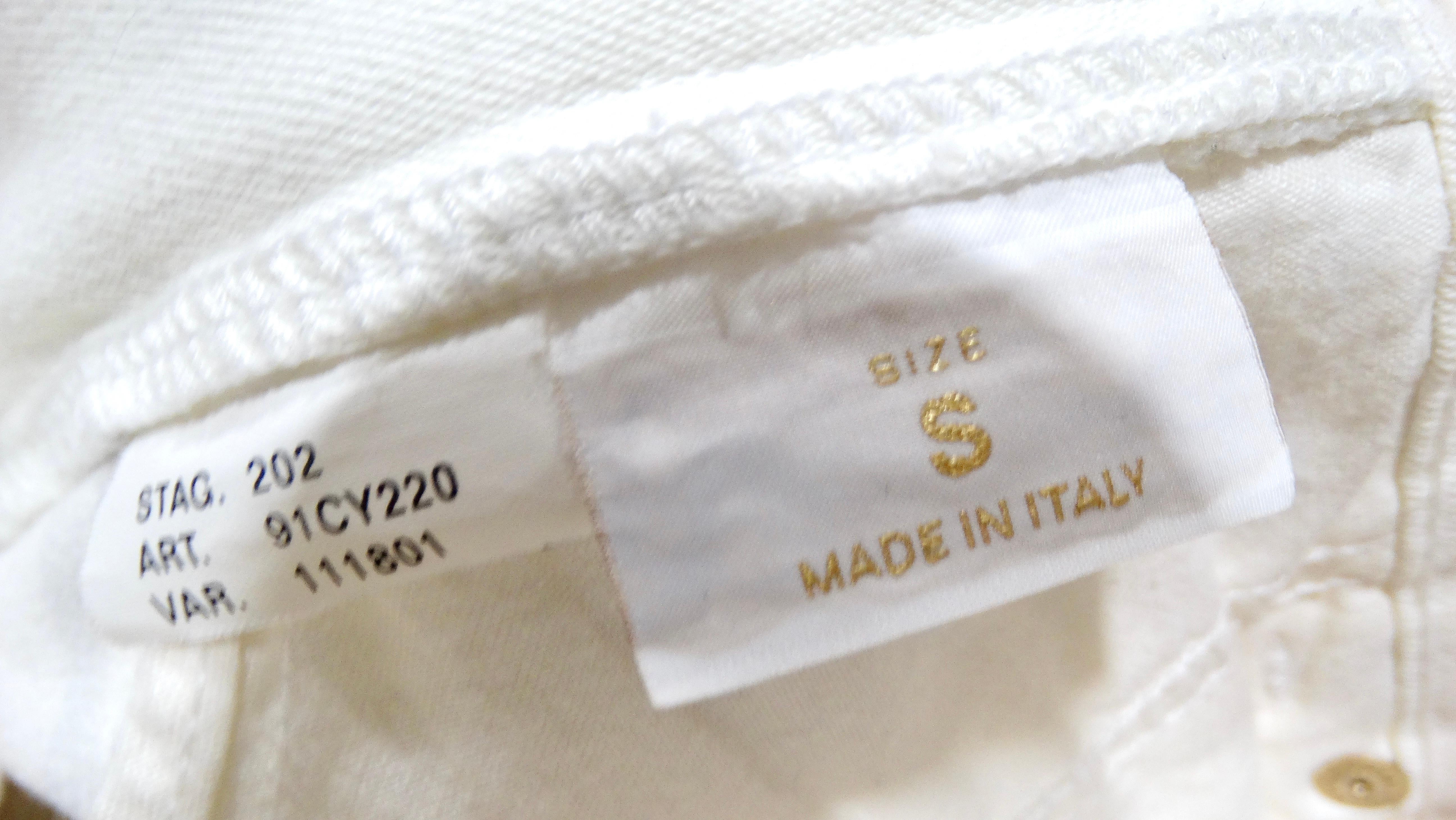 2003 Roberto Cavalli White Tattoo Style Print Jeans 5