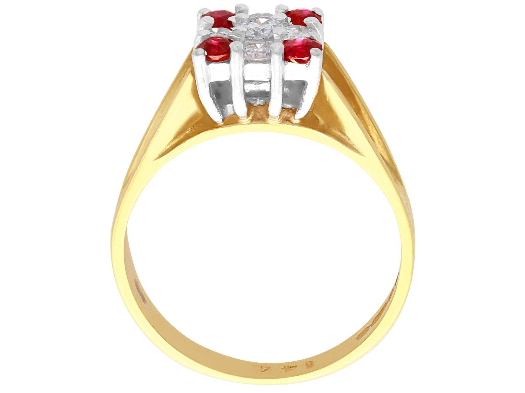 2003, Ruby and Diamond Yellow Gold Cocktail Ring In Excellent Condition For Sale In Jesmond, Newcastle Upon Tyne
