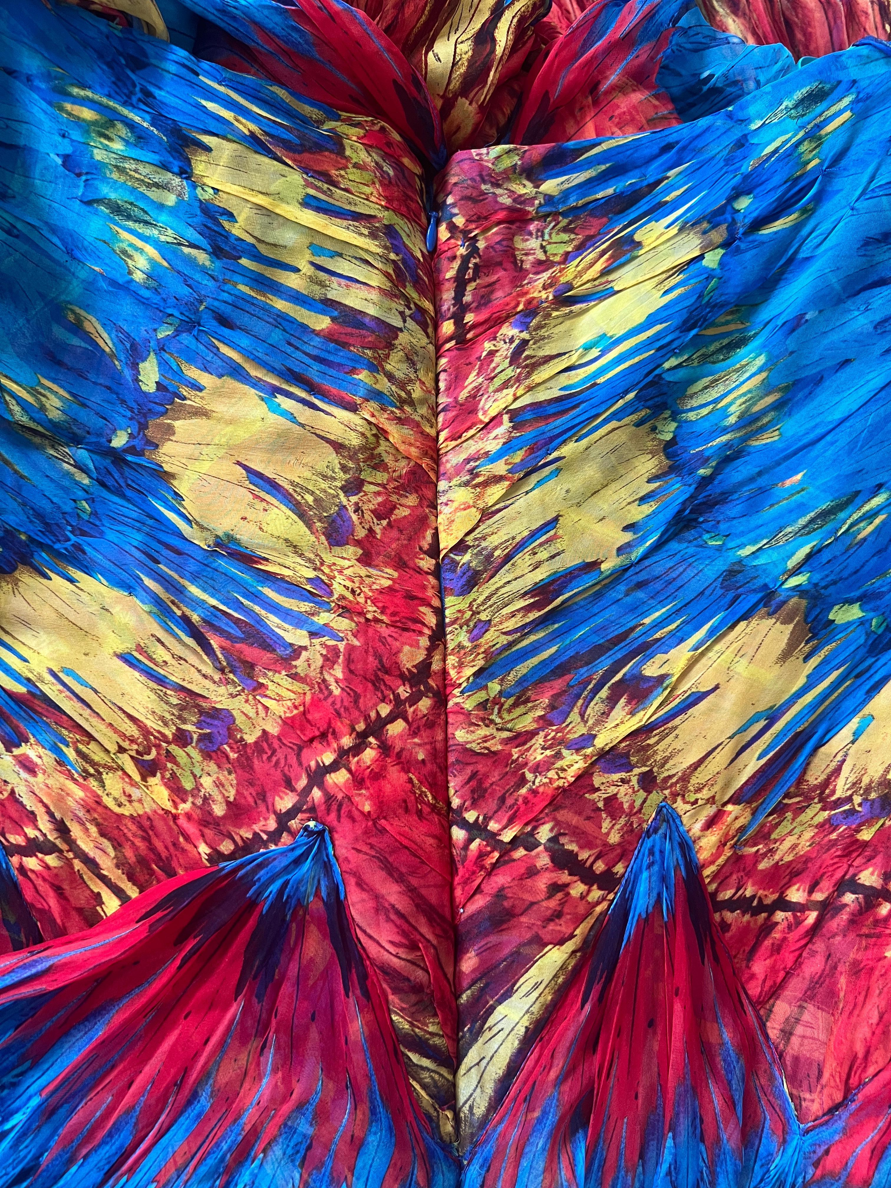 2003 Runway Alexander McQueen Irere Feather Print Dress For Sale 7