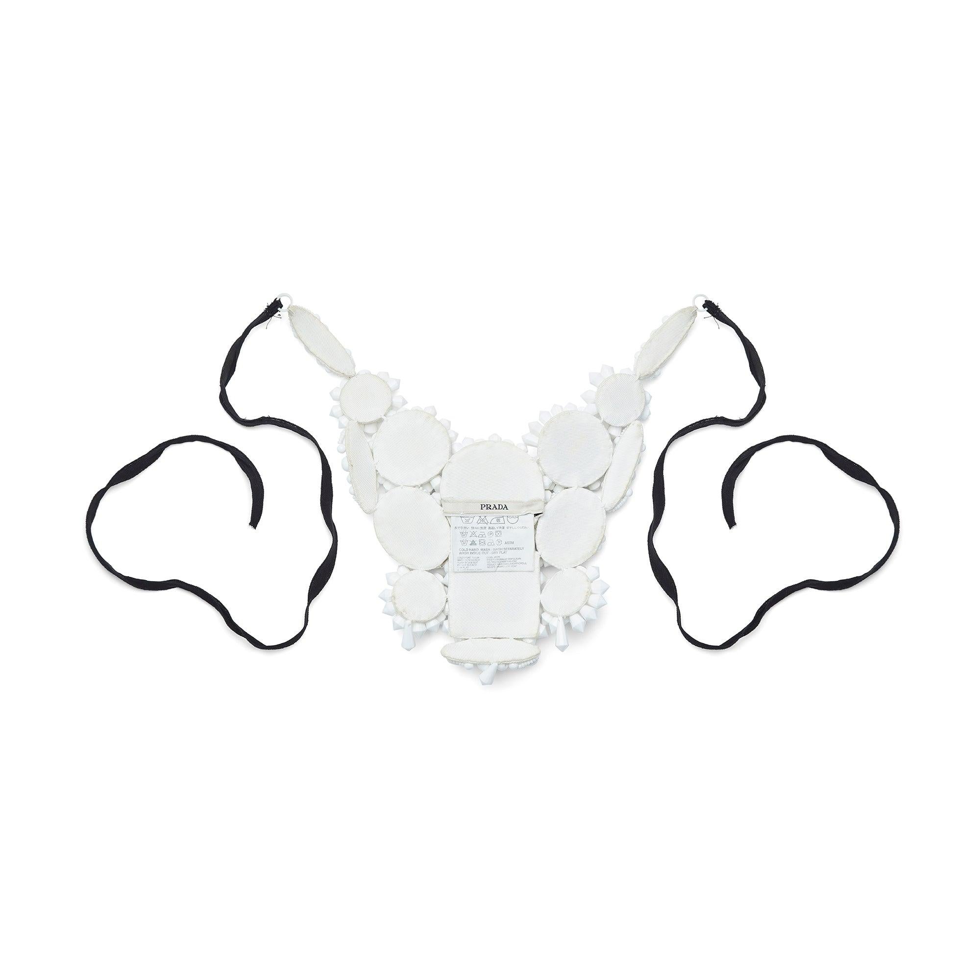 Women's 2003 Runway Documented Prada White Beaded Bib Necklace For Sale