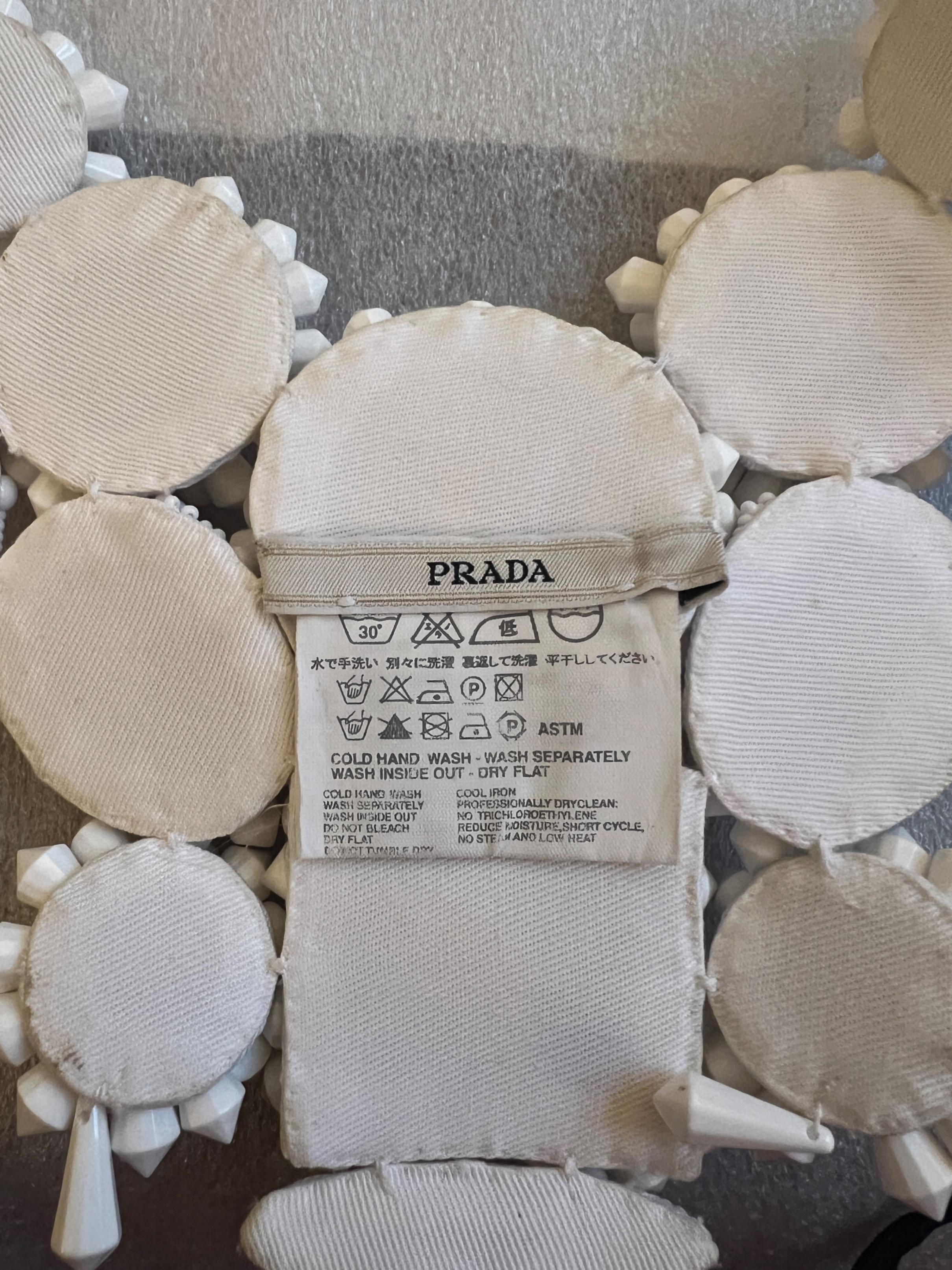 2003 Runway Documented Prada White Beaded Bib Necklace For Sale 2