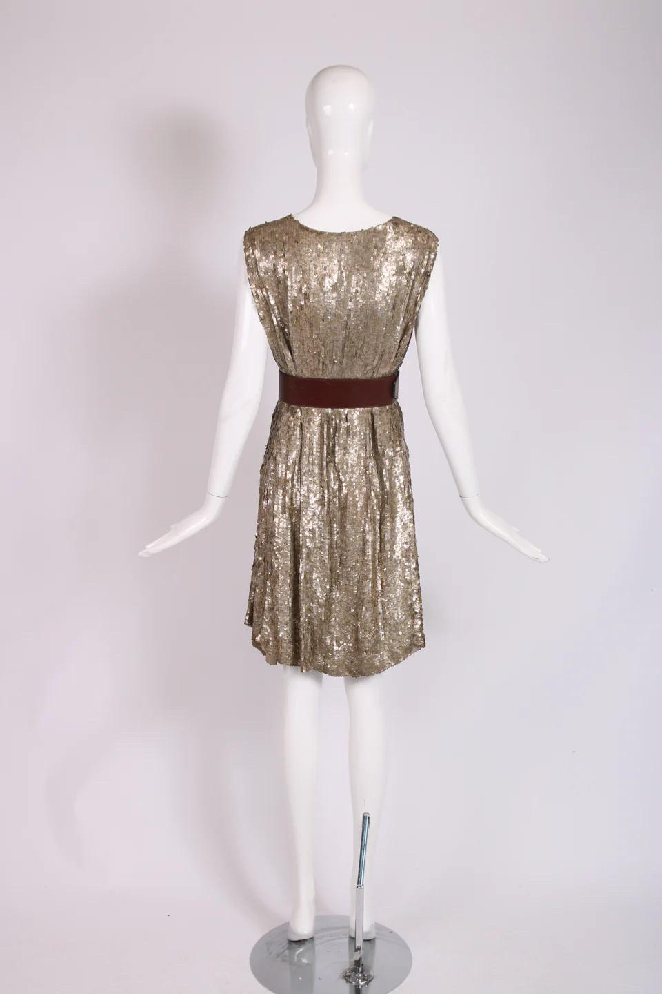 Brown 2003 S/S Alexander McQueen Sleeveless Sequin Dress For Sale