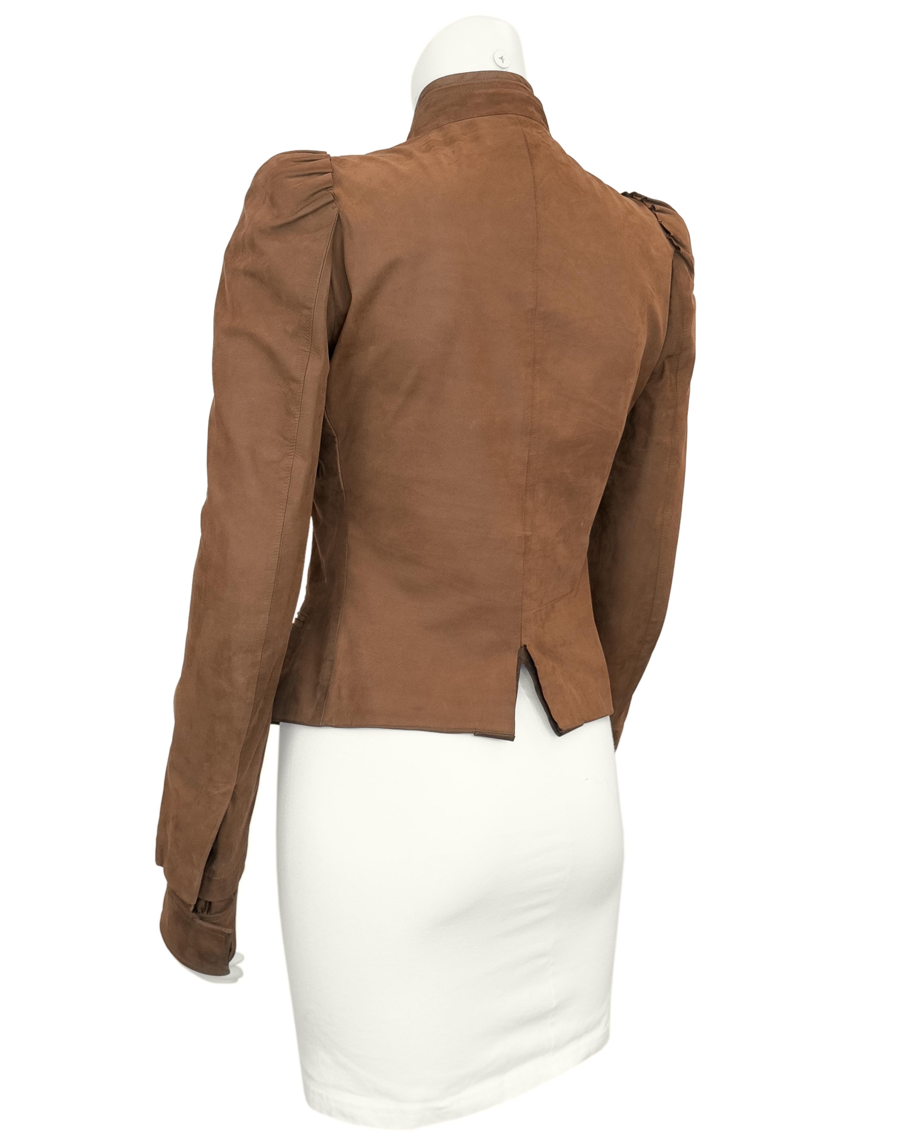 2003 Spring/Summer Yves Saint Laurent Brown Suede Bomber Jacket In condizioni buone in vendita a Toronto, Ontario