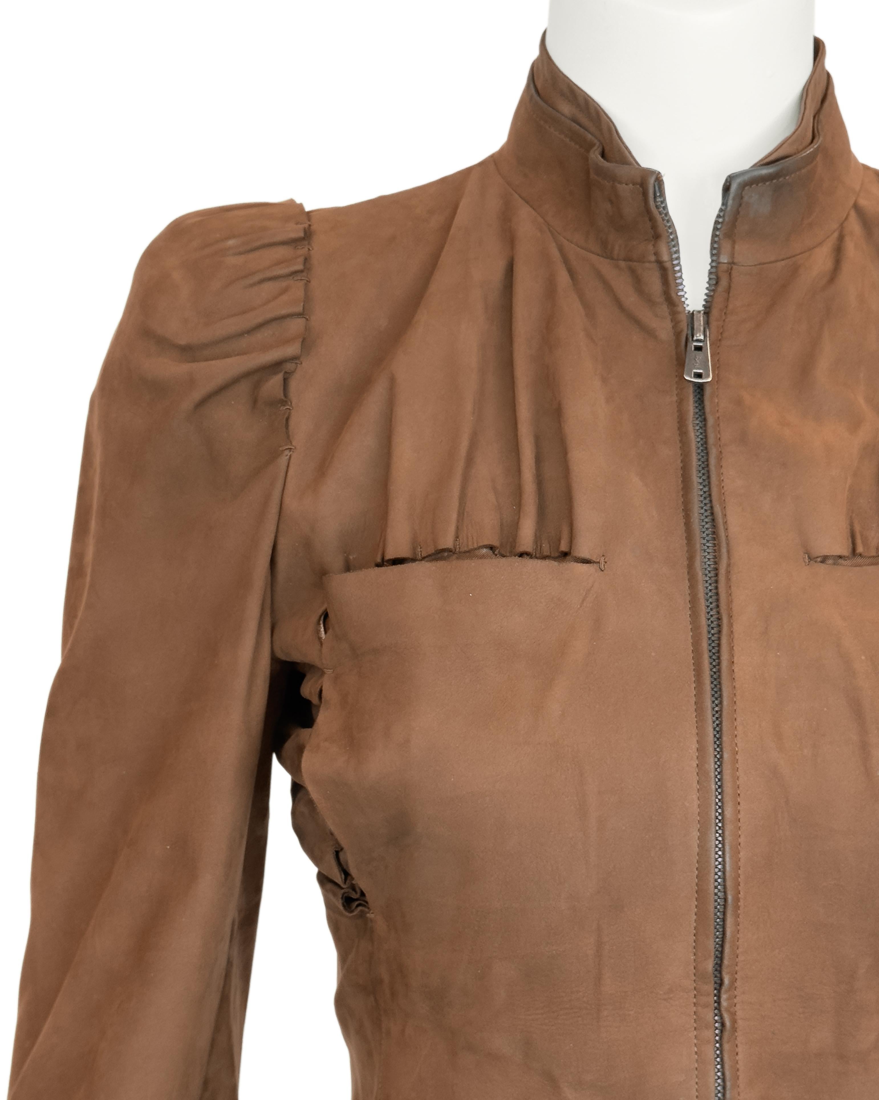 Donna 2003 Spring/Summer Yves Saint Laurent Brown Suede Bomber Jacket in vendita