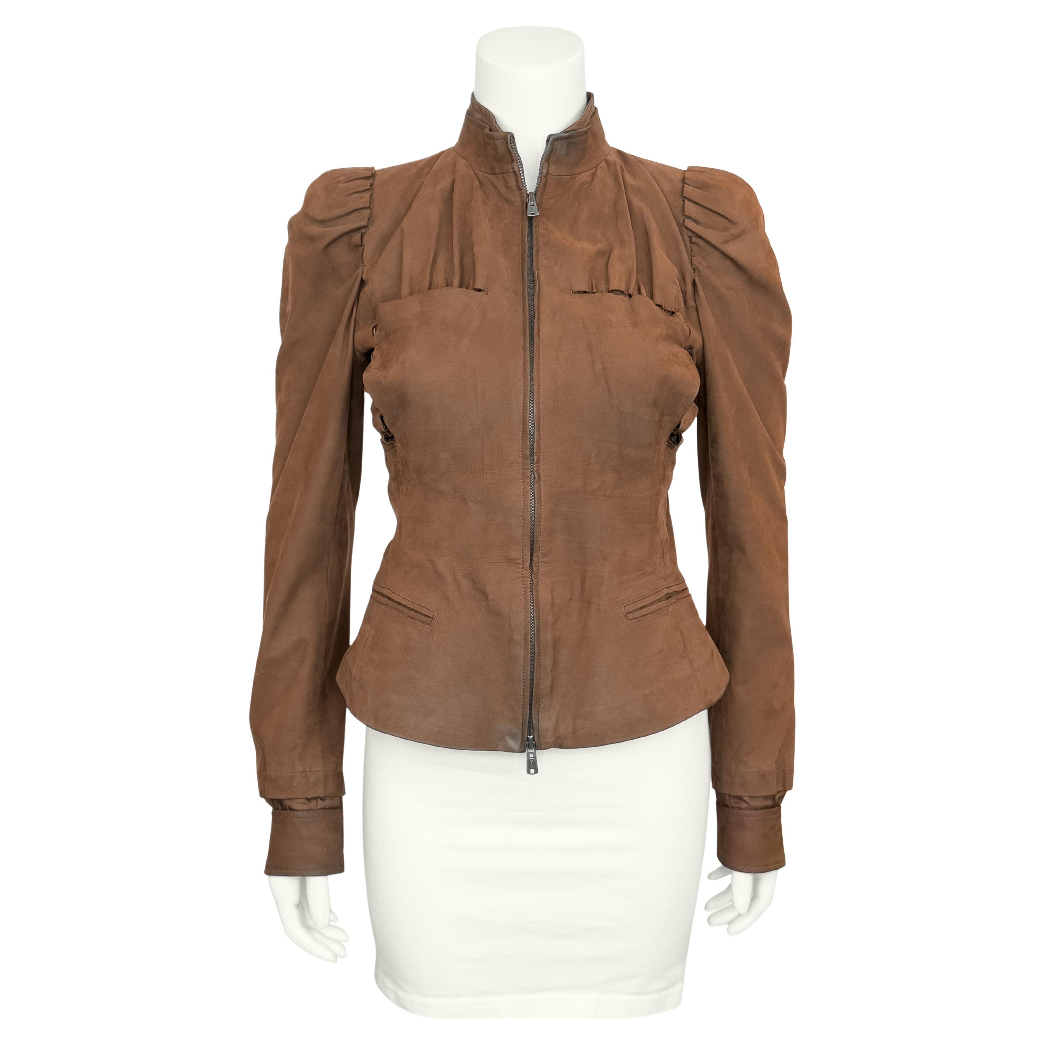 2003 Spring/Summer Yves Saint Laurent Brown Suede Bomber Jacket