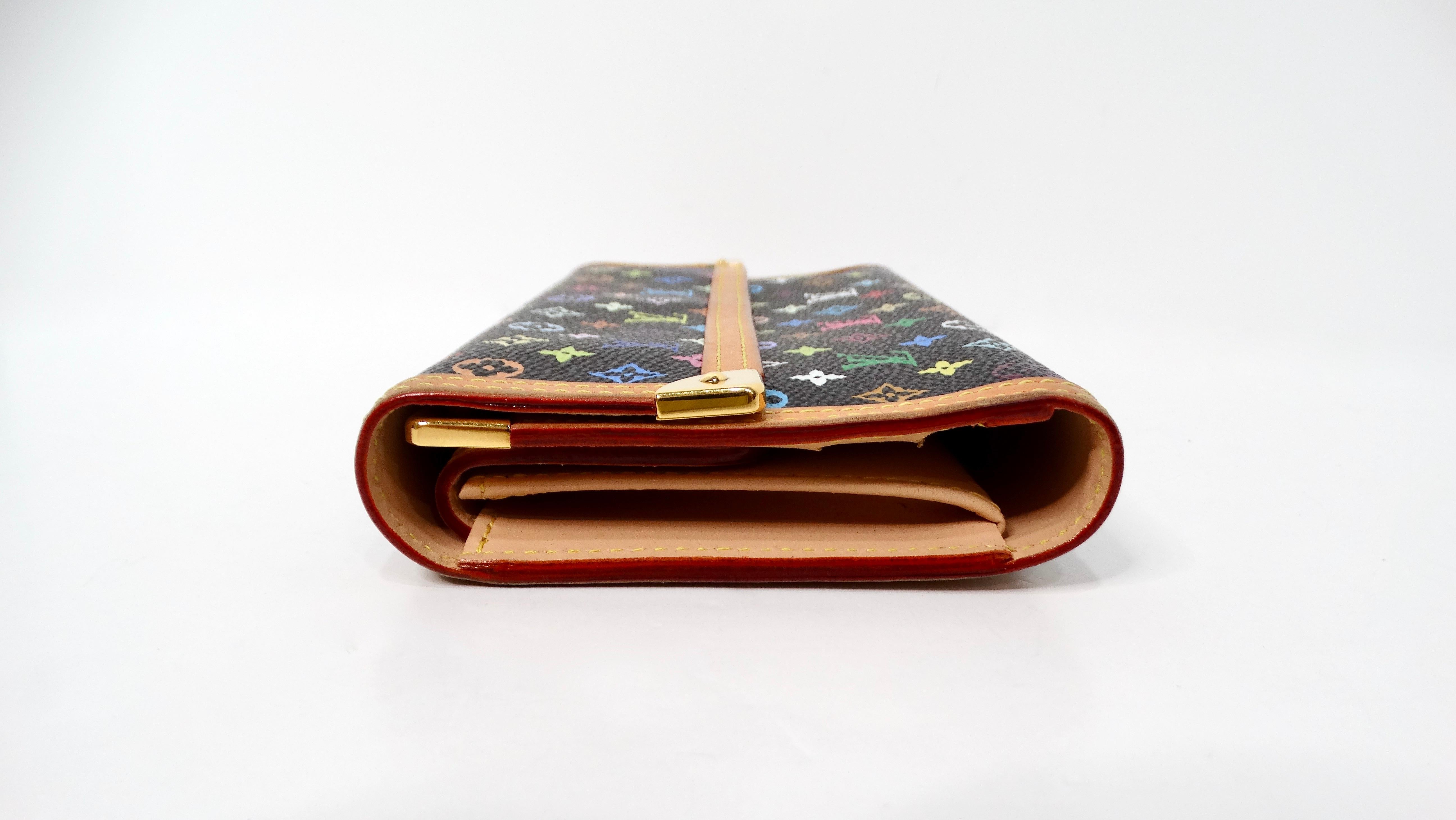 2003 Takashi Murakami x Louis Vuitton Porte Tresor Black Multicolor Wallet In Good Condition For Sale In Scottsdale, AZ