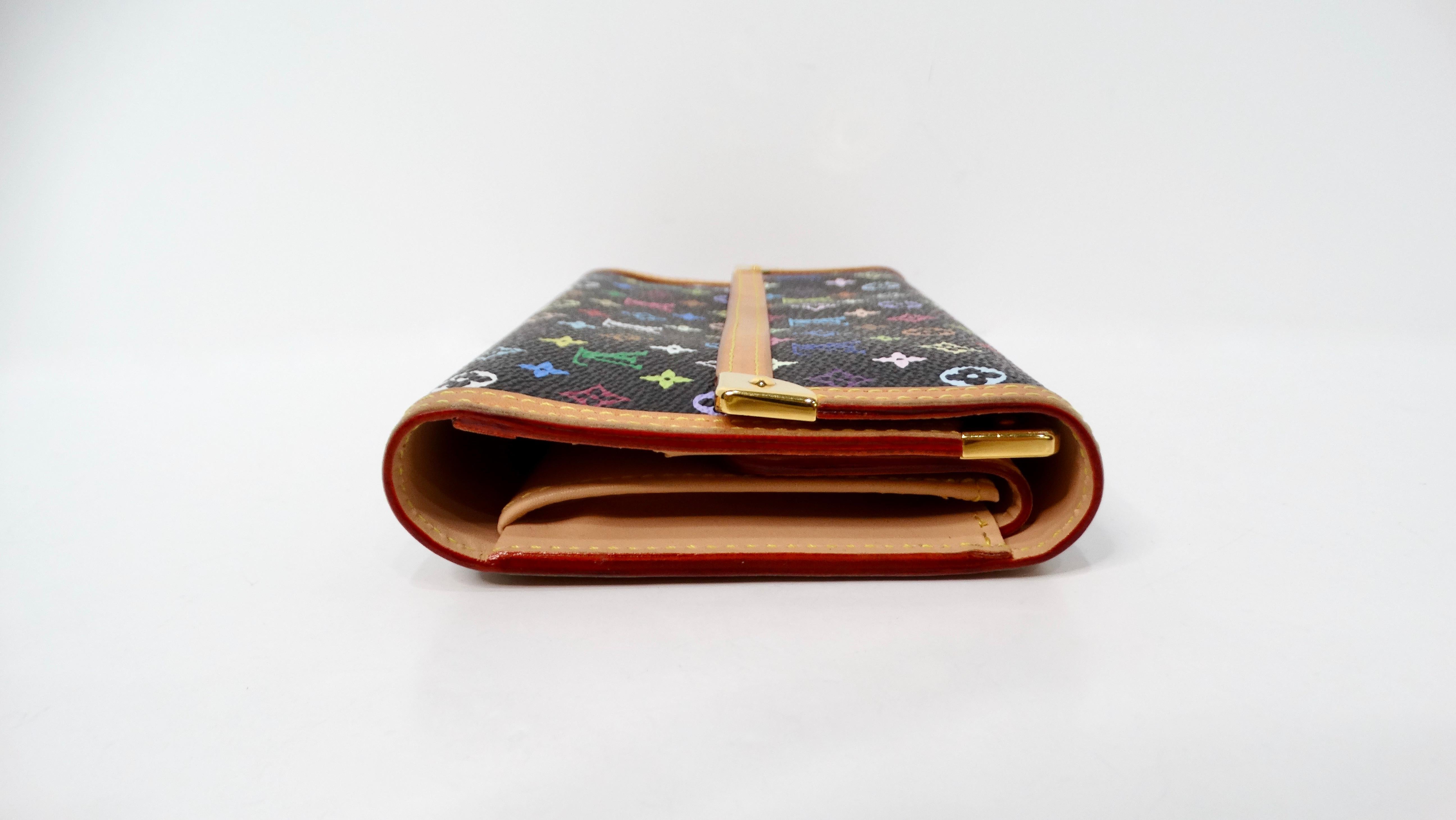 2003 Takashi Murakami x Louis Vuitton Porte Tresor Black Multicolor Wallet For Sale 1
