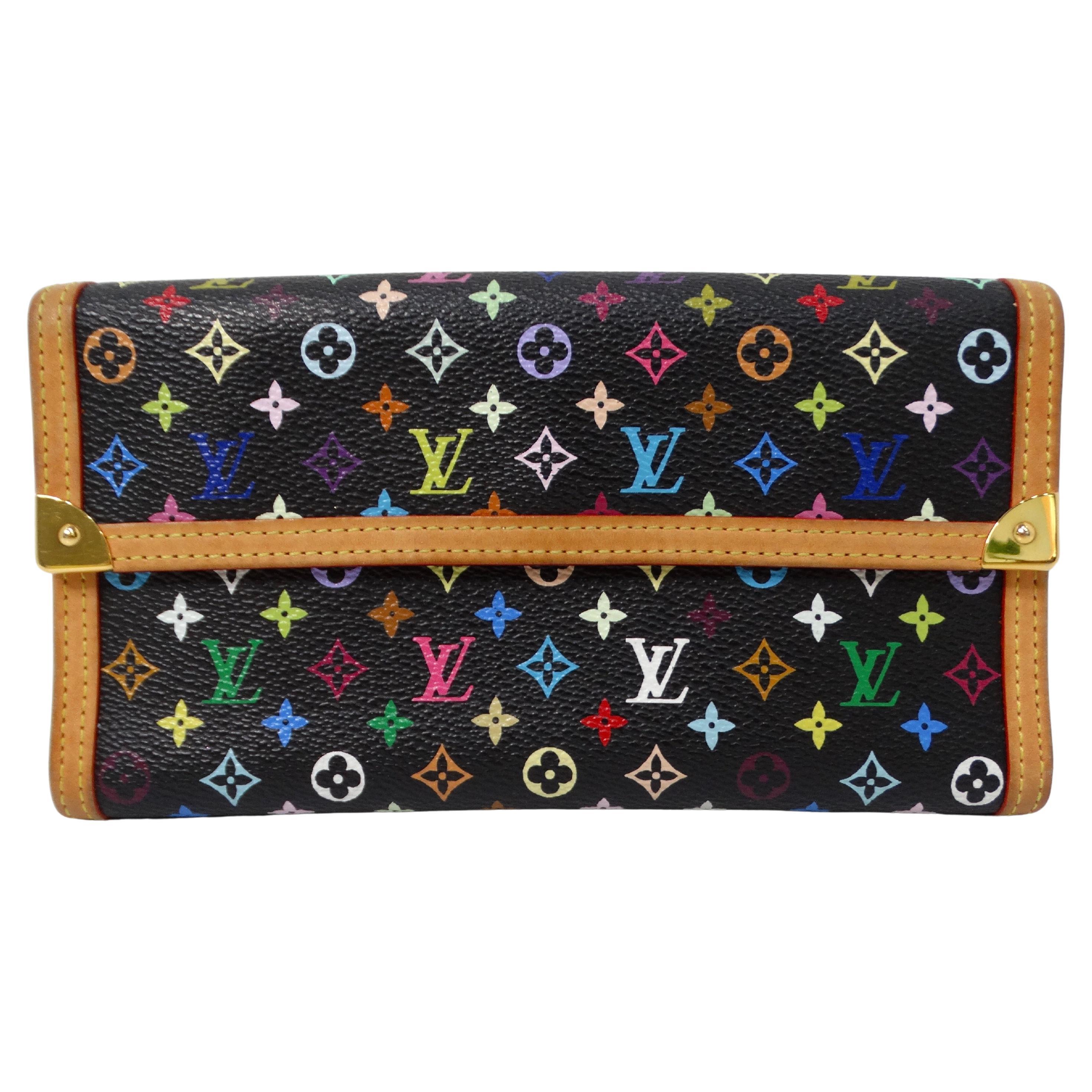 2003 Takashi Murakami x Louis Vuitton Porte Tresor Black Multicolor Wallet For Sale