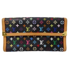 2003 Takashi Murakami x Louis Vuitton Portafoglio Porte Tresor Nero Multicolore