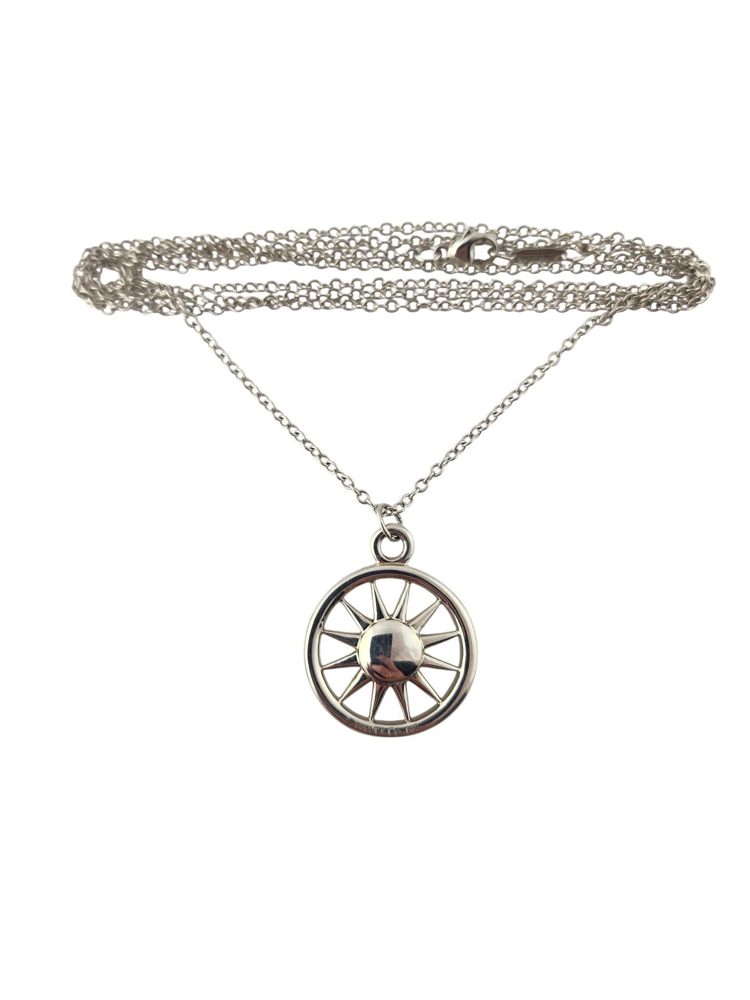 2003 Tiffany & Co. Catena con ciondolo a forma di sole in A. Silver

Un simbolo luminoso di calore e rinnovamento, realizzato in argento sterling senza tempo. Questo pezzo di Tiffany & Co. presenta un delizioso ciondolo a forma di sole su una catena