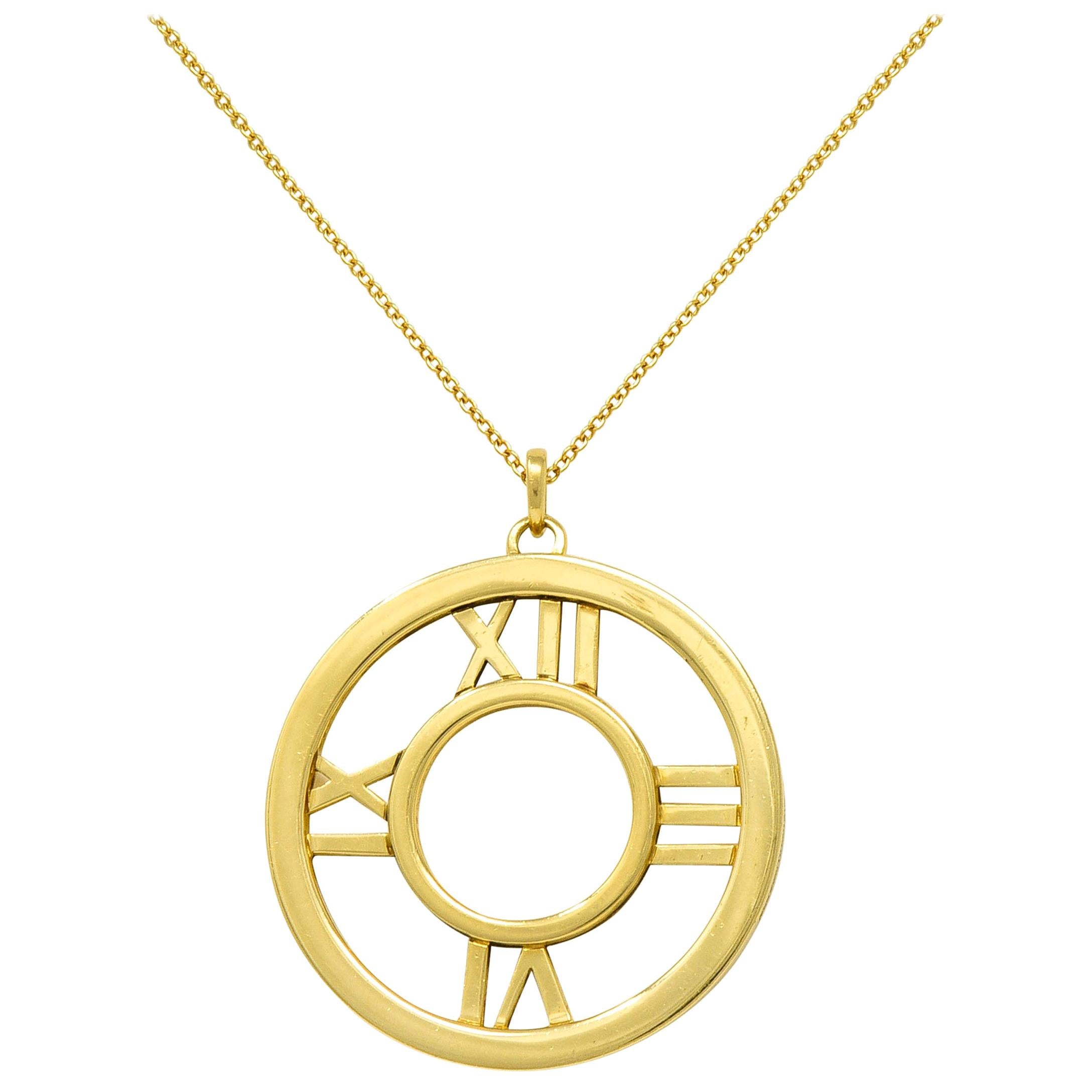 2003 Tiffany & Co. 18 Karat Gold Circular Atlas Pendant Necklace