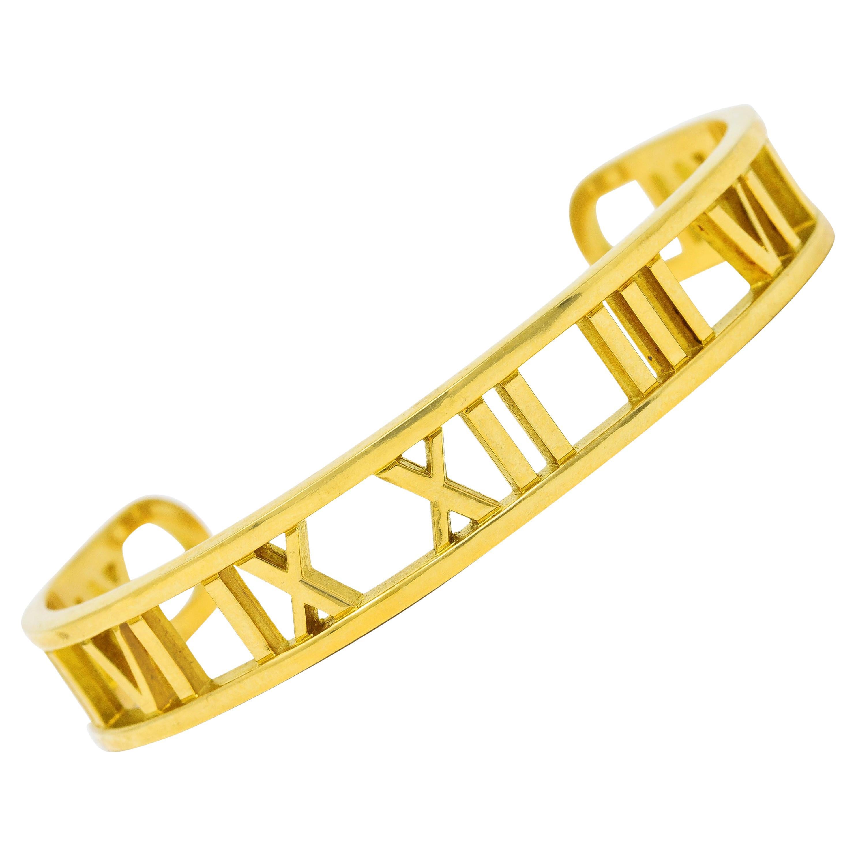 2003, Tiffany & Co. 18 Karat Yellow Gold Roman Numeral Atlas Cuff Bracelet