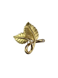2003 Tiffany & Co. 18K Yellow Gold and Diamond Leaf Brooch/Pin #23730