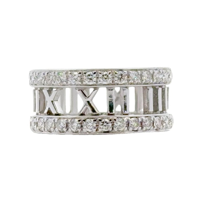 2003 Tiffany and Co. Atlas 18 Karat White Gold Diamond Band Ring