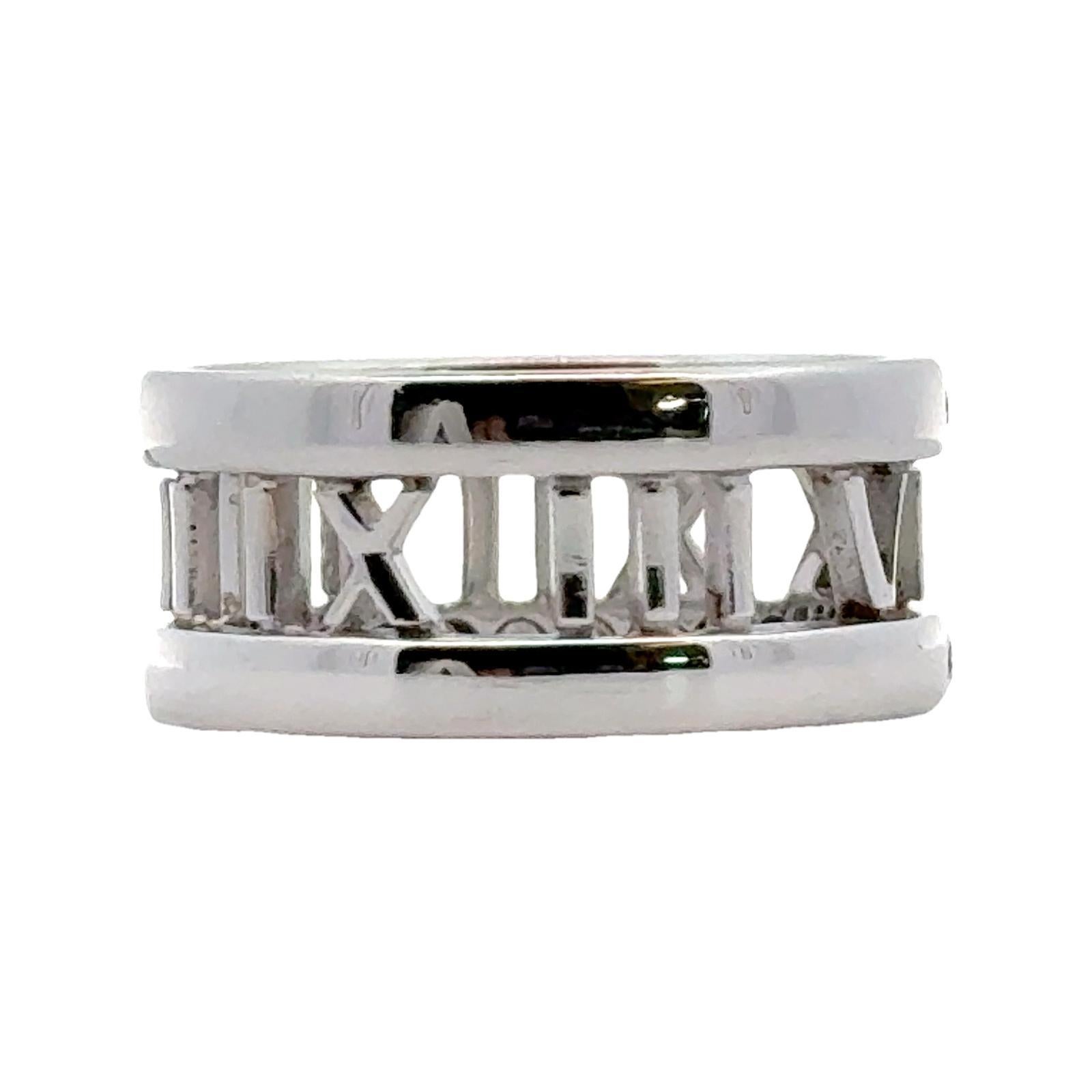 2003 Tiffany & Co. Atlas 18 Karat White Gold Diamond Band Ring Italy Size 7 2