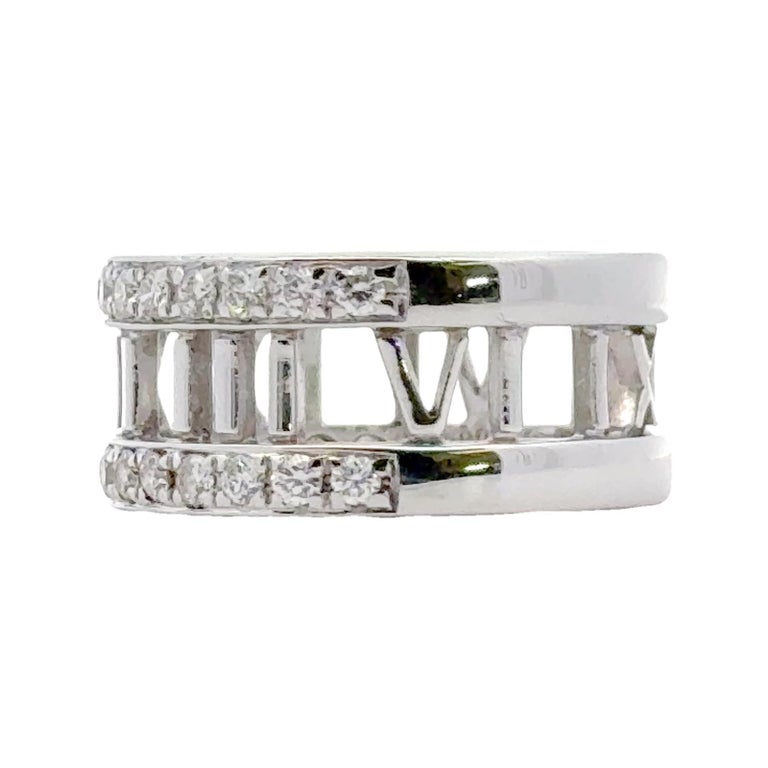 2003 Tiffany and Co. Atlas 18 Karat White Gold Diamond Band Ring