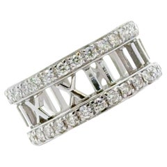 2003 Tiffany & Co. Atlas 18 Karat White Gold Diamond Band Ring Italy Size 7