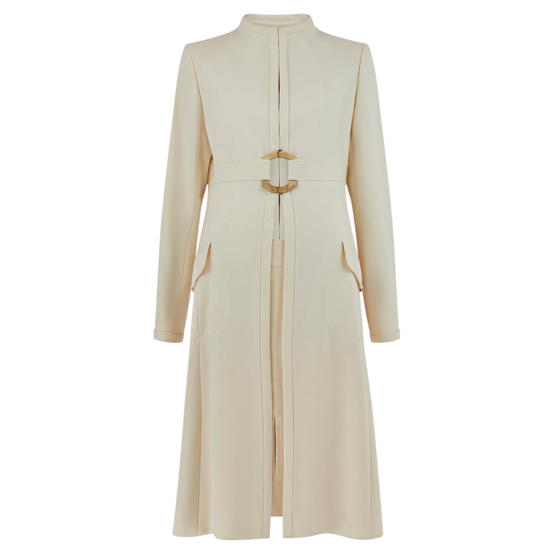 2003 Valentino Runway Documented Cream Coat and Skirt Suit