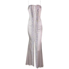 2003 Vintage Dolce & Gabbana Crystal Embellished Silk Corset Gown