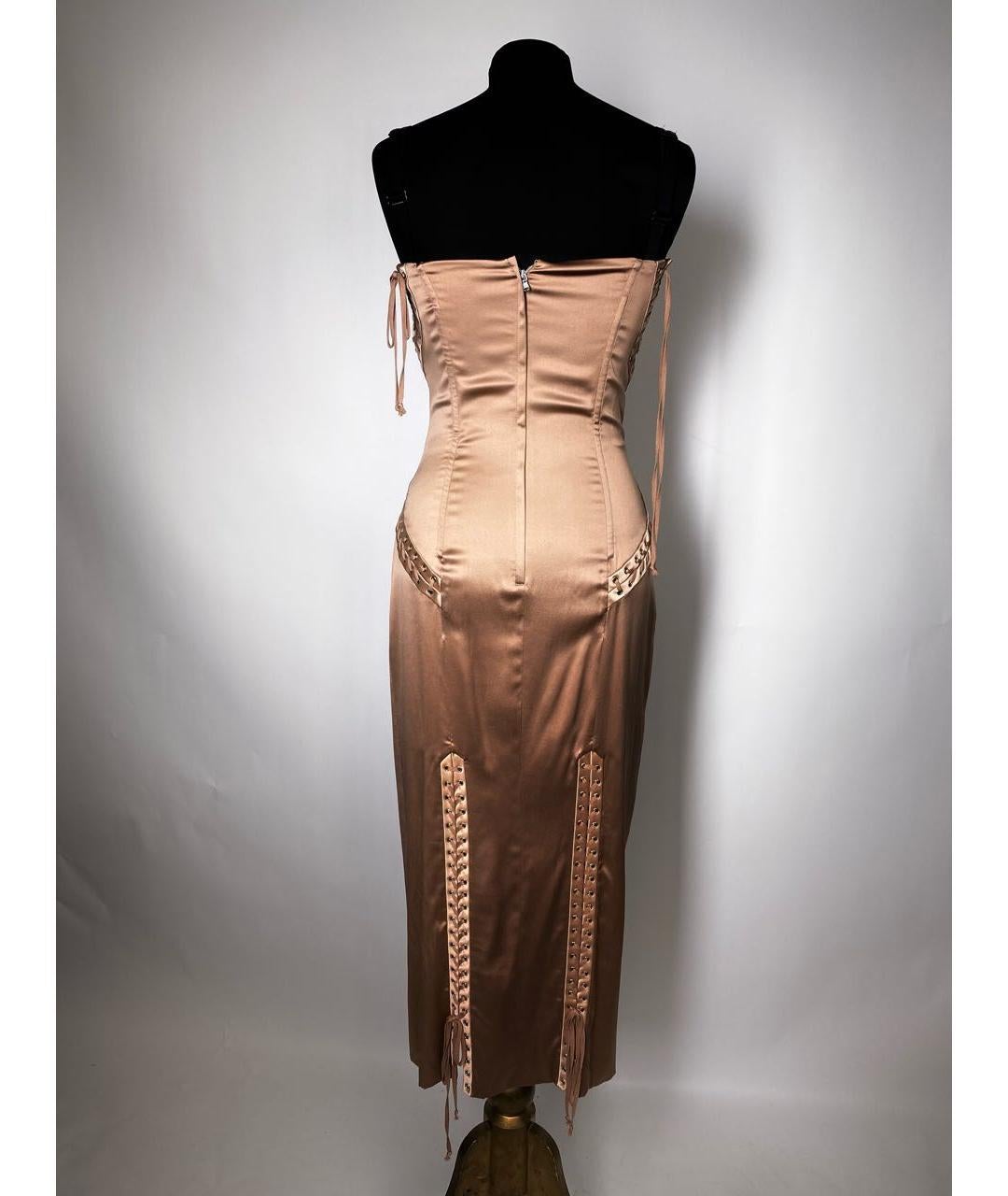 Brown 2003 Vintage Dolce & Gabbana Nude Corset Dress 