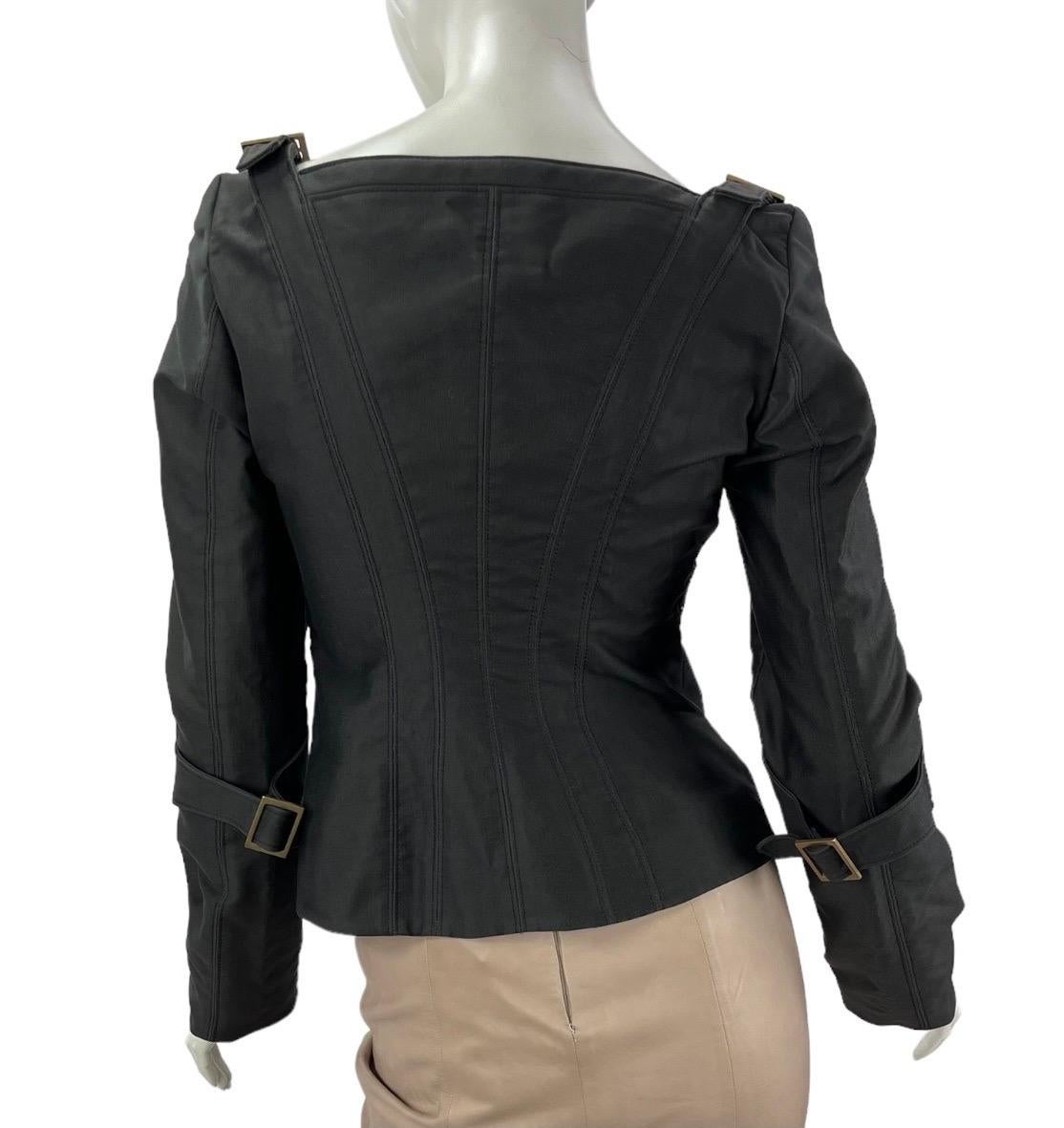 2003 Vintage Tom Ford for Gucci Chocolate Brown Corset Jacket Italian 40 US 4 In New Condition For Sale In Montgomery, TX