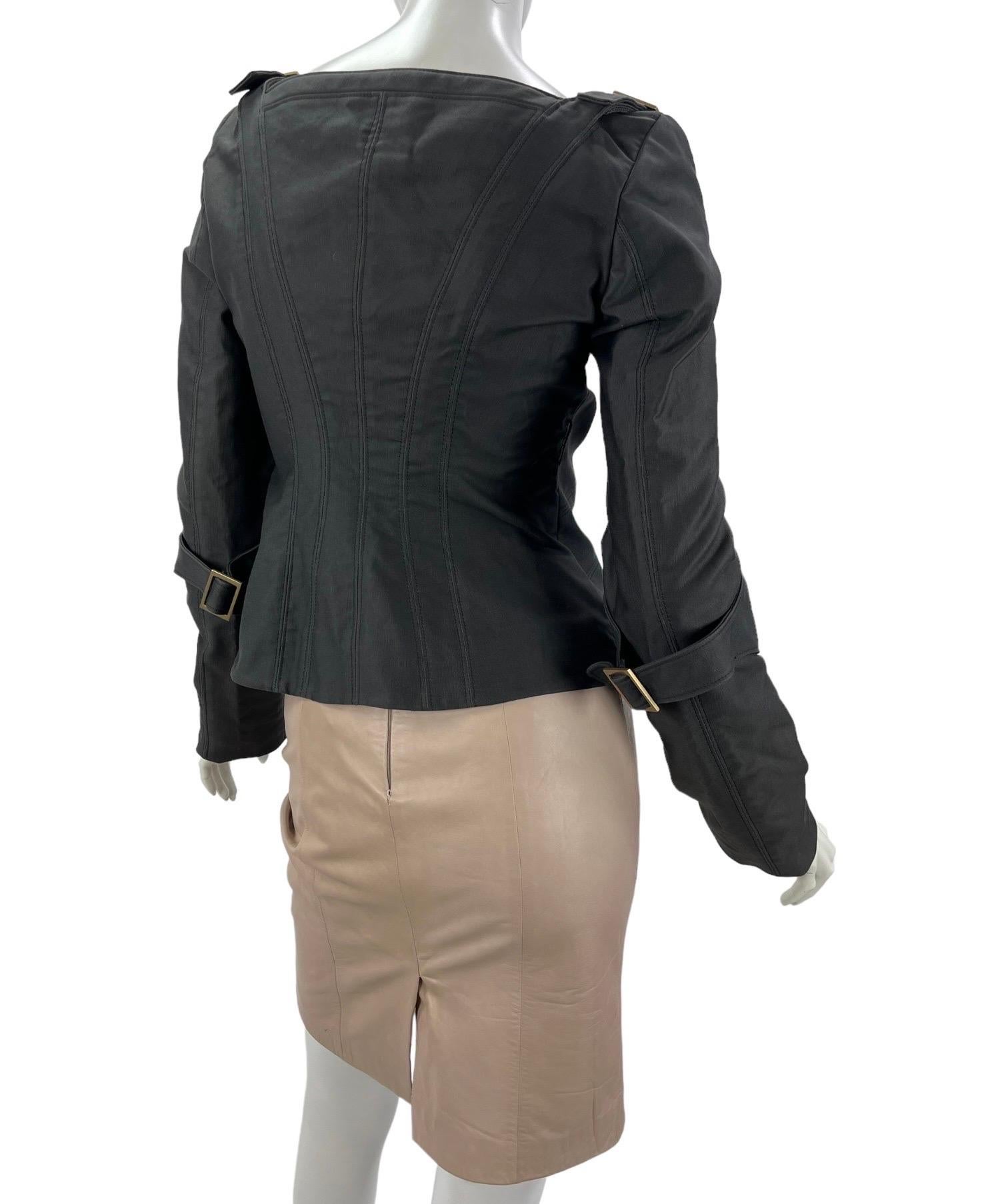 Women's 2003 Vintage Tom Ford for Gucci Chocolate Brown Corset Jacket Italian 40 US 4 For Sale