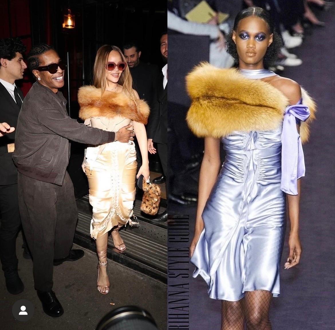2003 Vintage Tom Ford for YSL Fox Fur Stole 
As recently seen on Rihanna 
Red fox fur is is finished with lilac silk
Fur is in excellent condition, silk ties have minor discoloration ( not visible at all when tied)
Made in France.
RARE! 
FINAL SALE.
