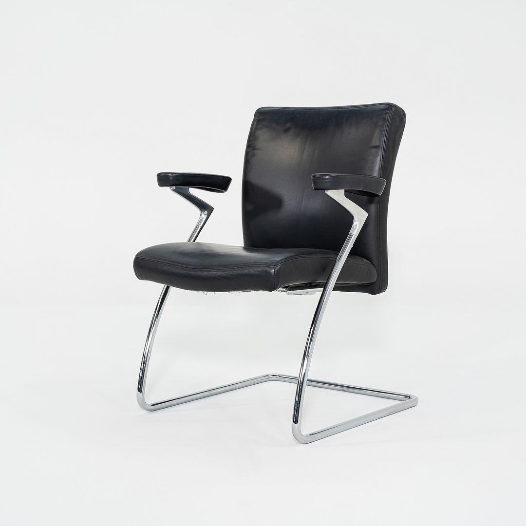 Tedesco 2003 Poltrone da pranzo della collezione Art di Walter Knoll in pelle nera 4x Disponibile in vendita