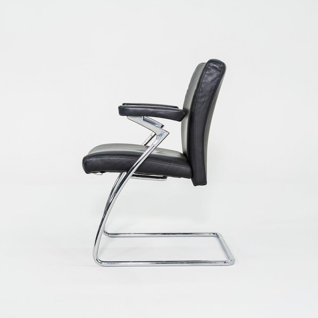 XXI secolo e contemporaneo 2003 Poltrone da pranzo della collezione Art di Walter Knoll in pelle nera 4x Disponibile in vendita