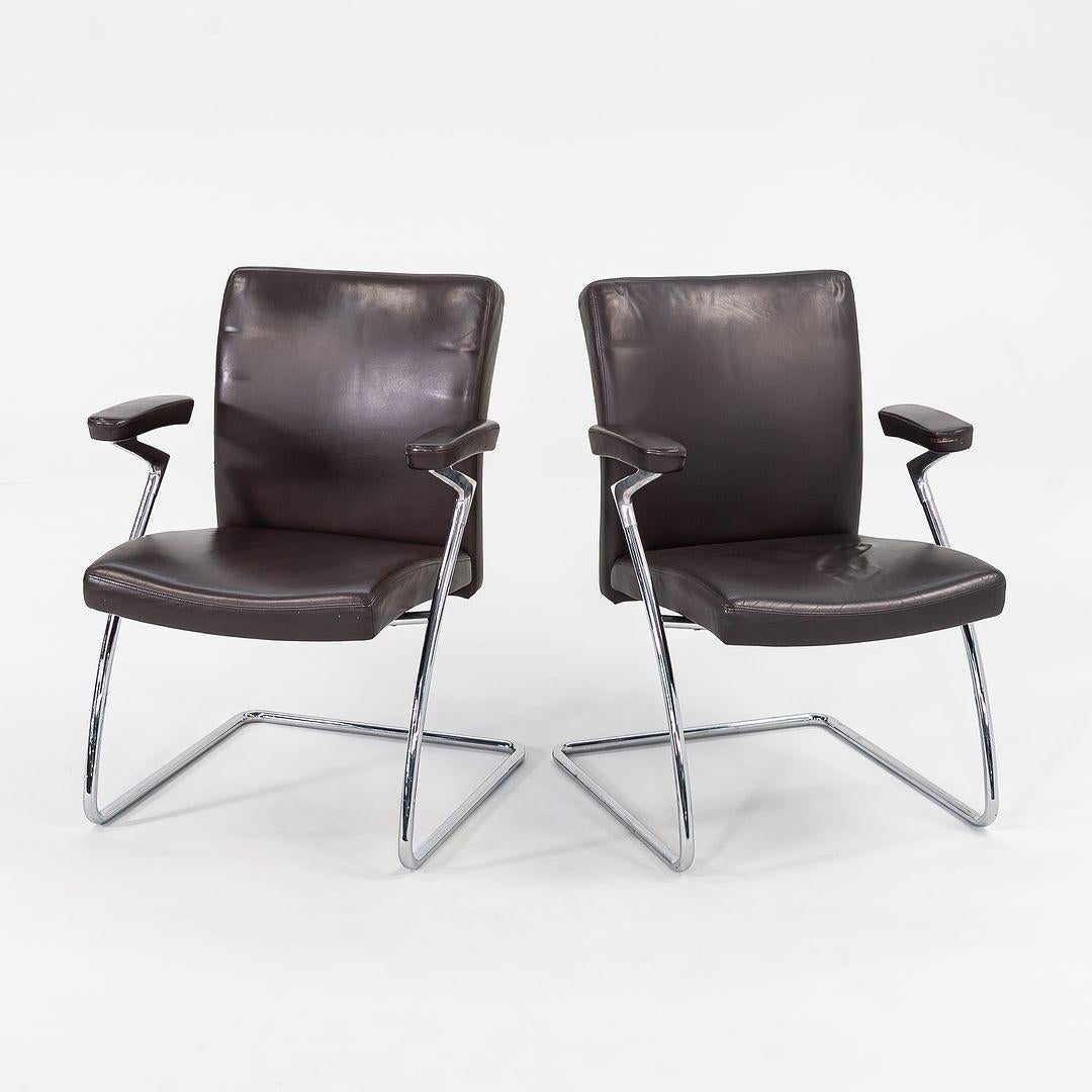 2003 Chaises à accoudoirs en acier et cuir Brown de la collection The Collective de Walter Knoll en vente 1