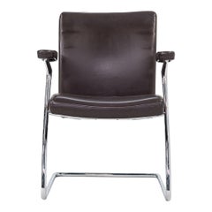 2003 Chaises à accoudoirs en acier et cuir Brown de la collection The Collective de Walter Knoll
