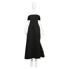 Abito da passerella senza spalline in cotone nero di Yohji Yamamoto del 2003 con orlo asimmetrico