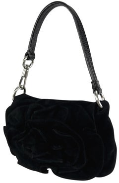 2003 Yves Saint Laurent by Tom Ford Black Suede Flower Super Mini Bag