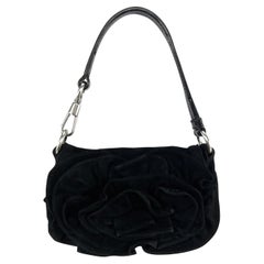 2003 Yves Saint Laurent by Tom Ford Black Suede Flower Super Mini Bag
